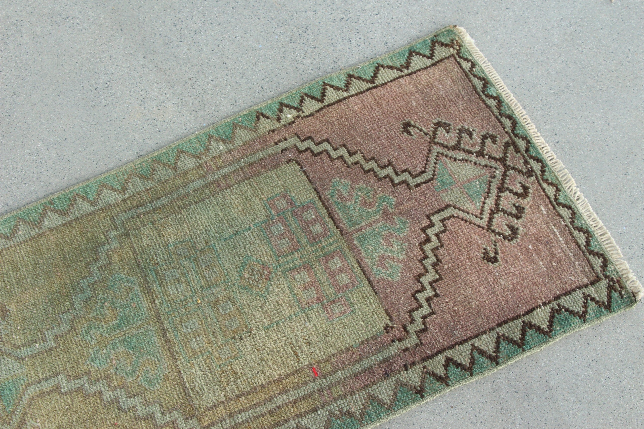 Vintage Halı, Mutfak Halısı, Yatak Odası Halısı, Türk Halısı, Boho Halısı, Küçük Boho Halıları, Banyo Halıları, 1.6x3 ft Küçük Halı, Yeşil Anadolu Halısı