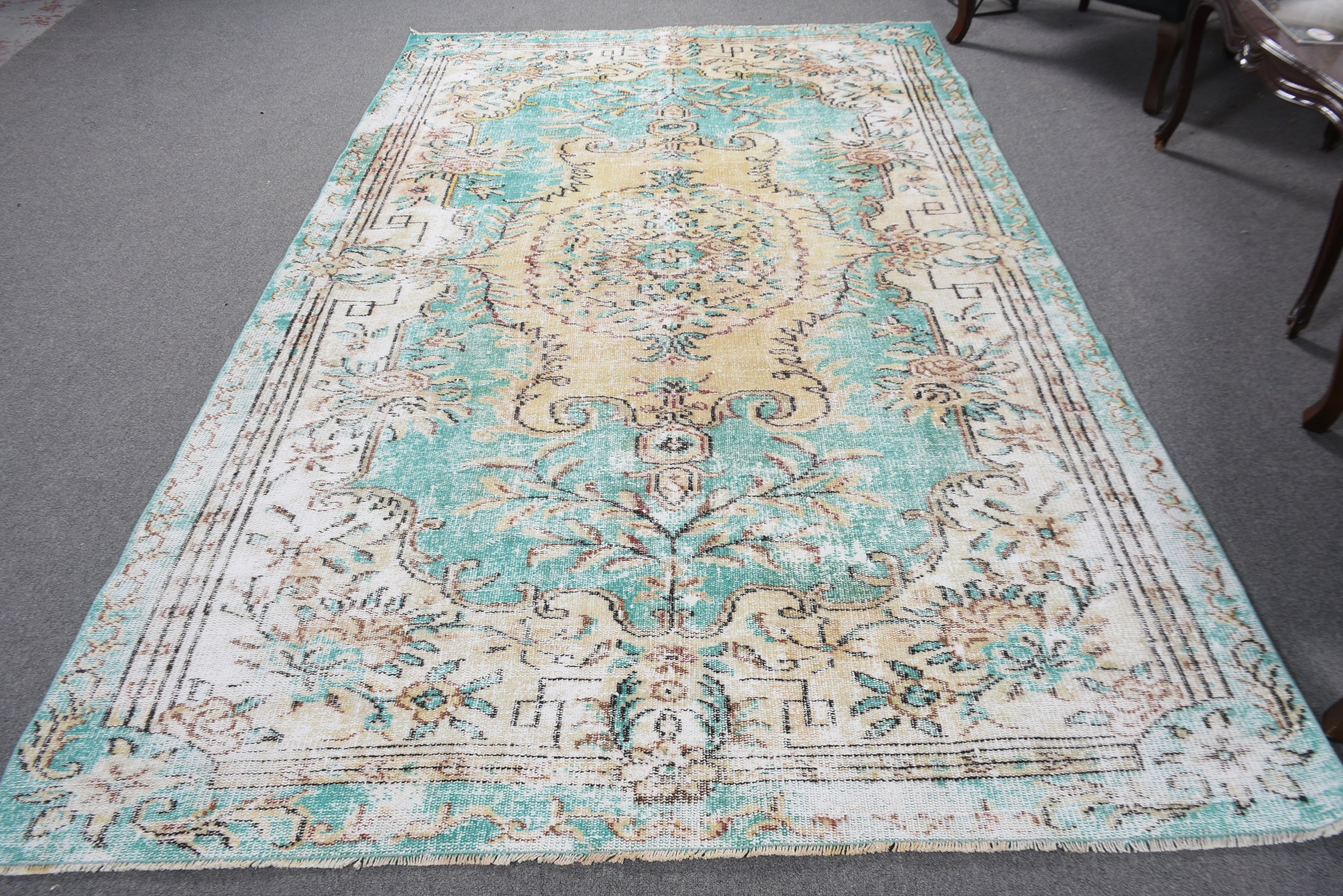 Vintage Halı, Ev Dekorasyonu Halıları, Yatak Odası Halısı, Düz Dokuma Halılar, 5.8x9.2 ft Büyük Halı, Büyük Vintage Halılar, Türk Halısı, Mavi El Dokuma Halılar