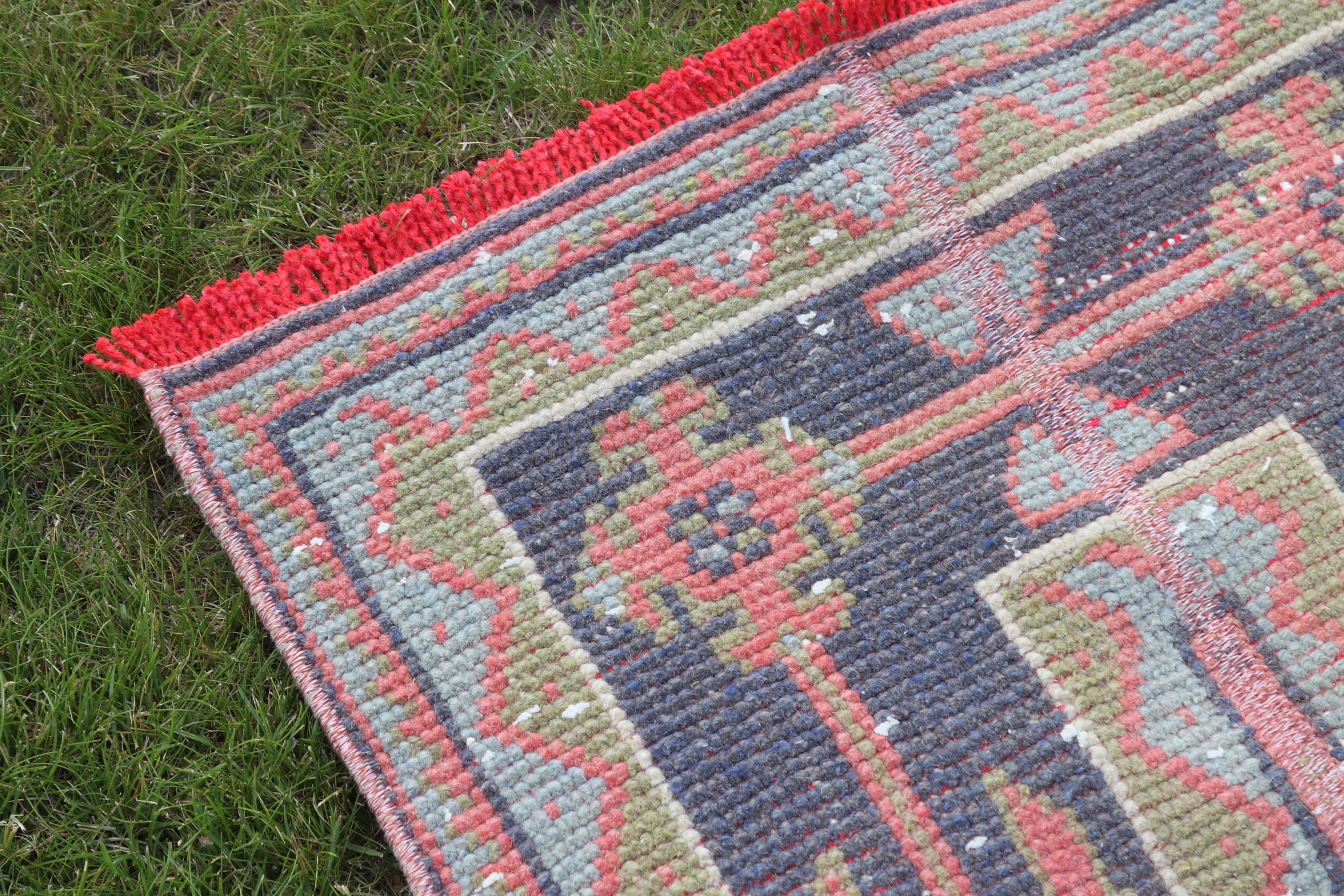 Aztec Rugs, Vintage Rugs, Blue Handwoven Rugs, Stair Rug, Turkish Rugs, Hallway Rug, Wool Rug, Anatolian Rug, 2x11.2 ft Runner Rugs