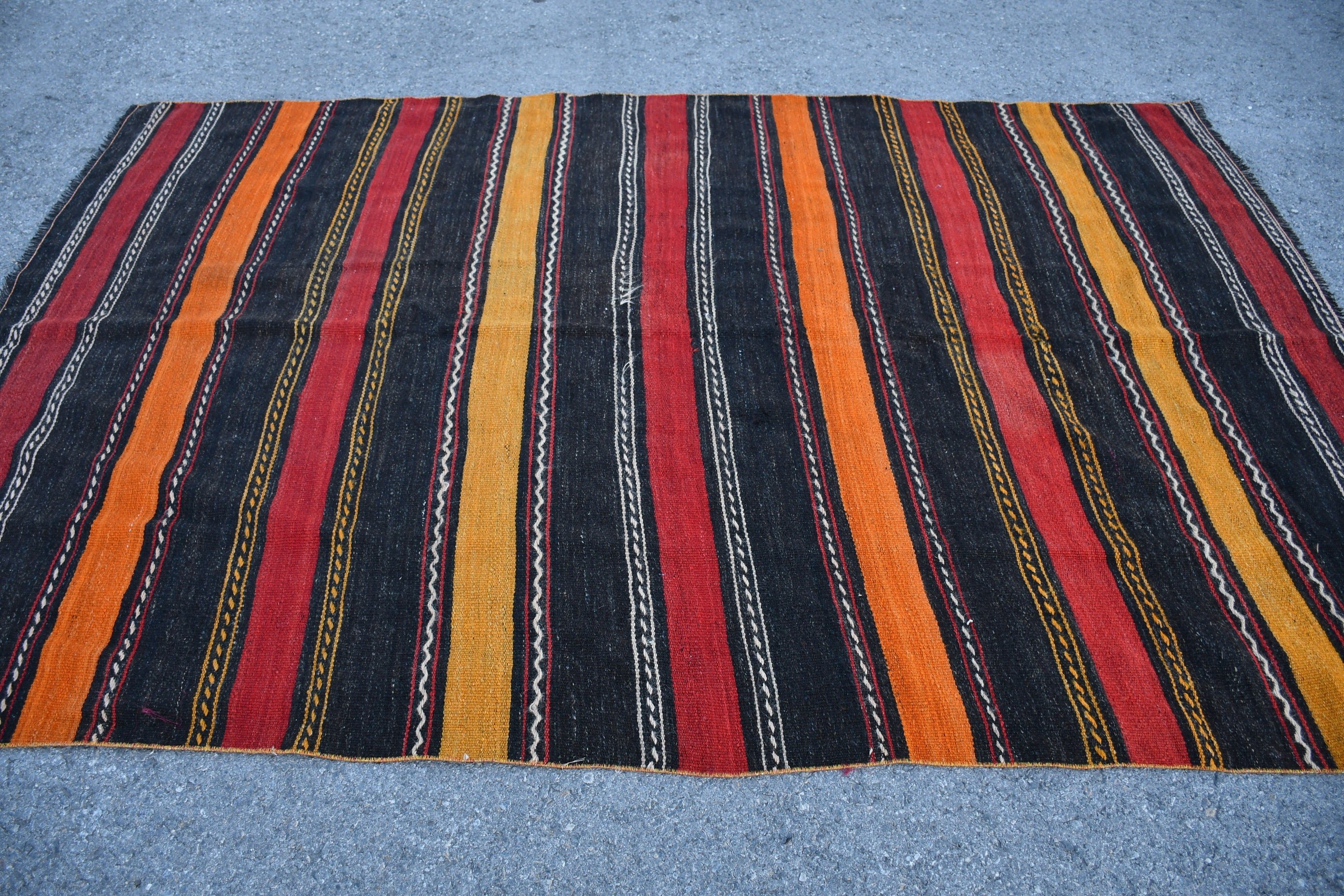 Living Room Rug, Turkish Rug, Kilim, 5.6x8.6 ft Large Rugs, Anatolian Rugs, Yellow Oriental Rug, Kitchen Rugs, Vintage Rug, Bedroom Rug