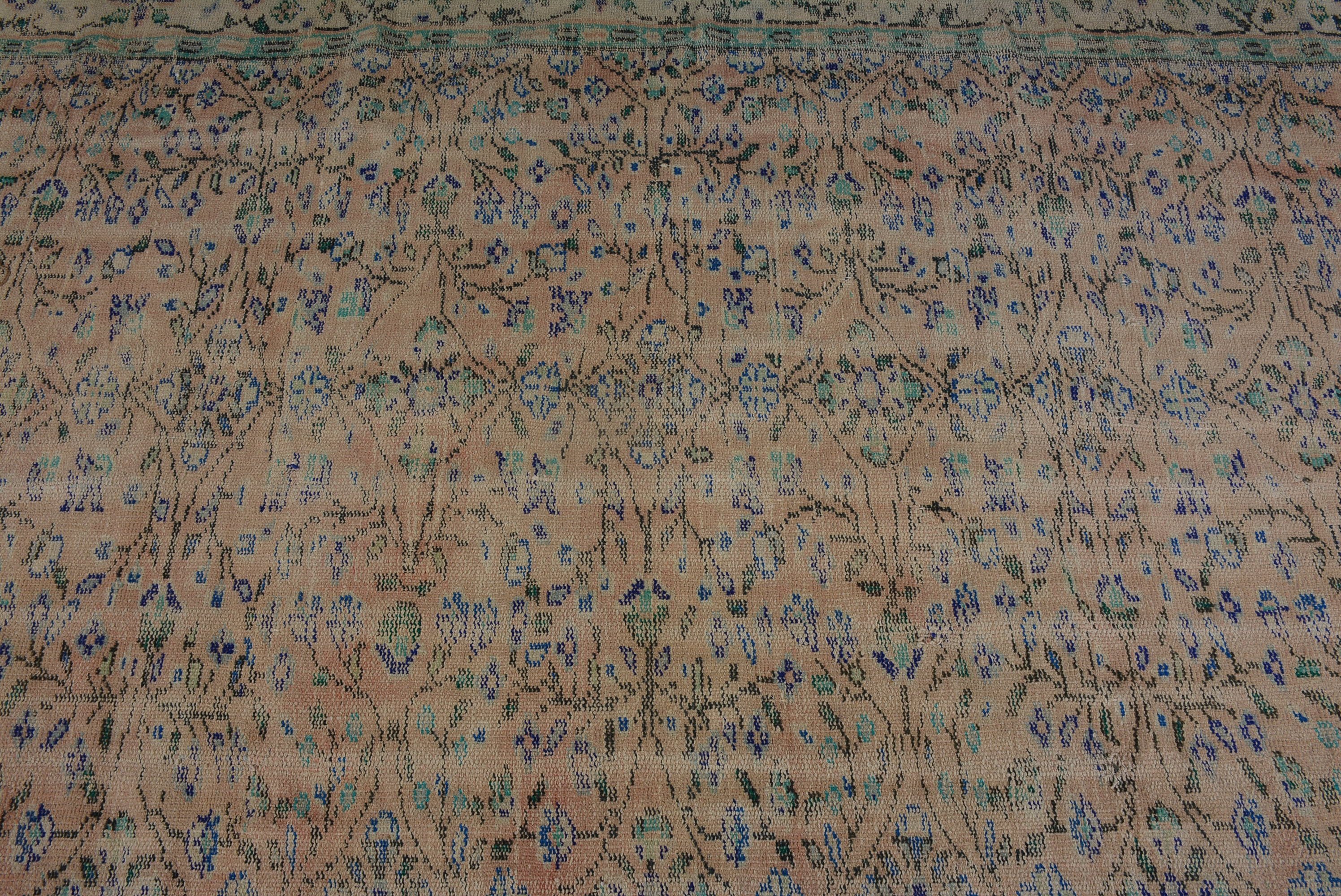 Vintage Halı, 5.1x7.9 ft Büyük Halı, Türk Halısı, Salon Halıları, Turuncu Ev Dekor Halısı, Oushak Halıları, Oturma Odası Halıları, Organik Halı