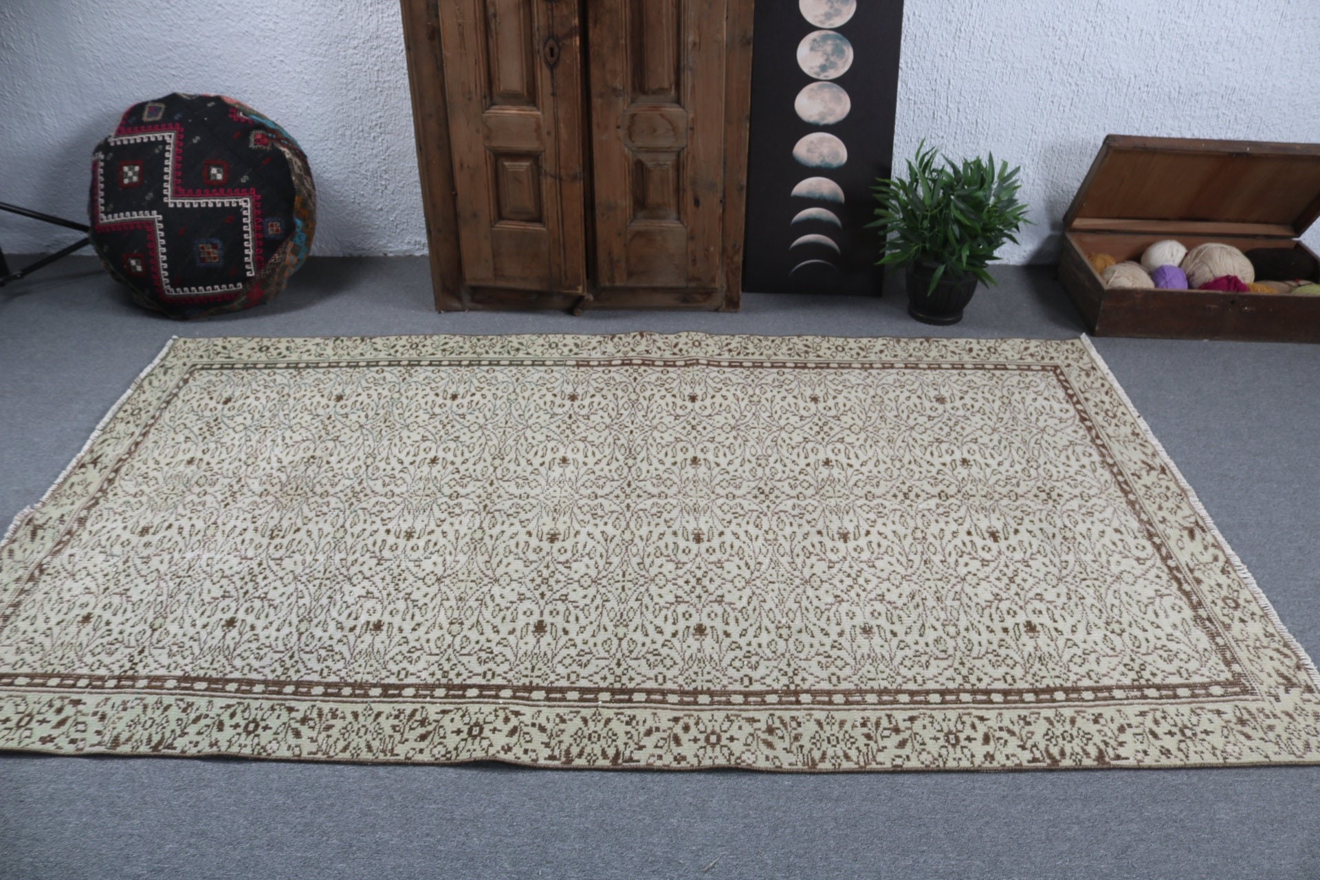 Outdoor Rugs, Neutral Rugs, Rugs for Area, Oushak Rug, Vintage Rugs, Green Floor Rugs, 4.8x8.2 ft Area Rug, Kitchen Rugs, Turkish Rug