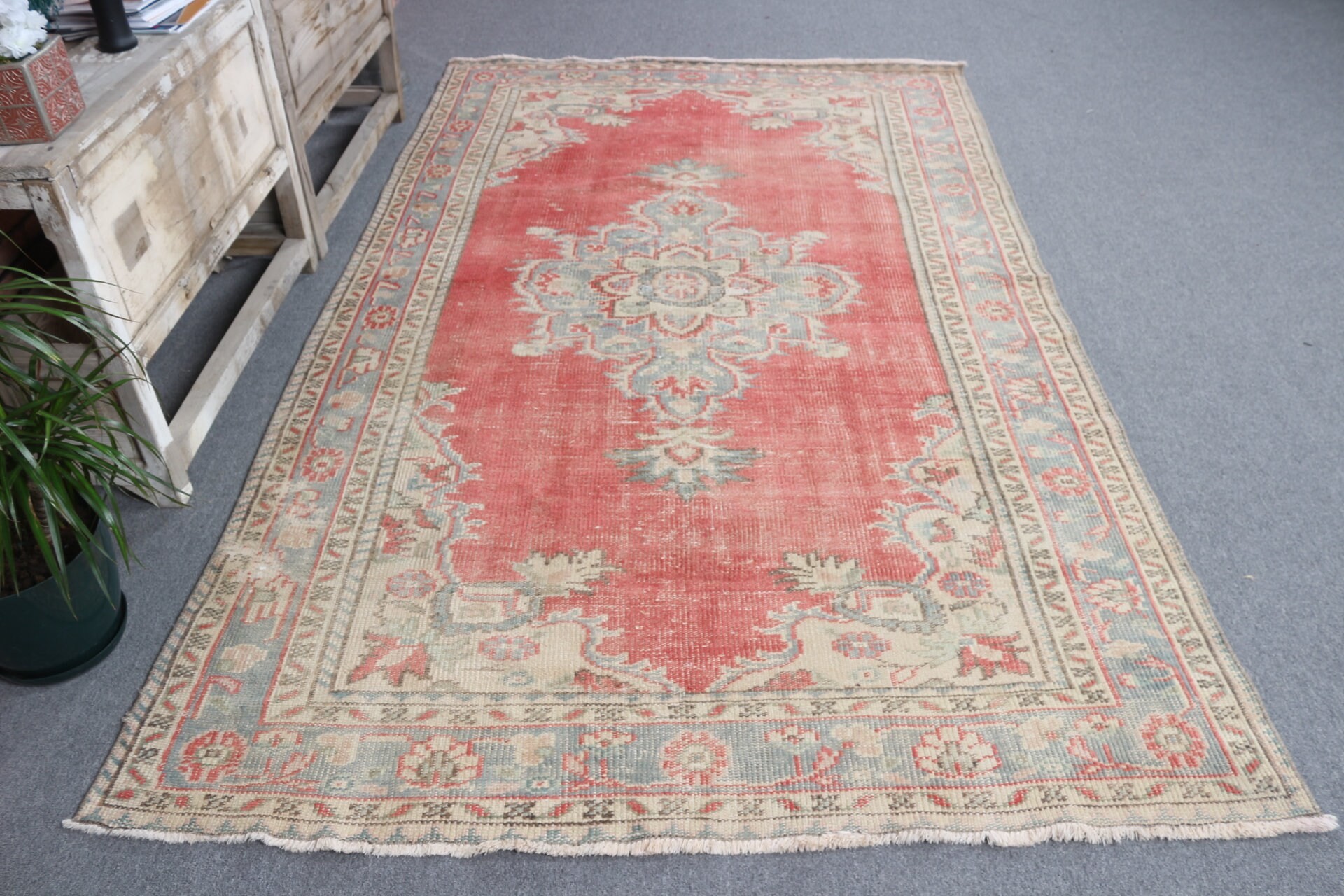 Dining Room Rugs, Turkish Rug, Moroccan Rug, Vintage Rug, Kitchen Rug, 5.2x8.3 ft Large Rugs, Nomadic Rug, Bedroom Rugs, Red Kitchen Rugs