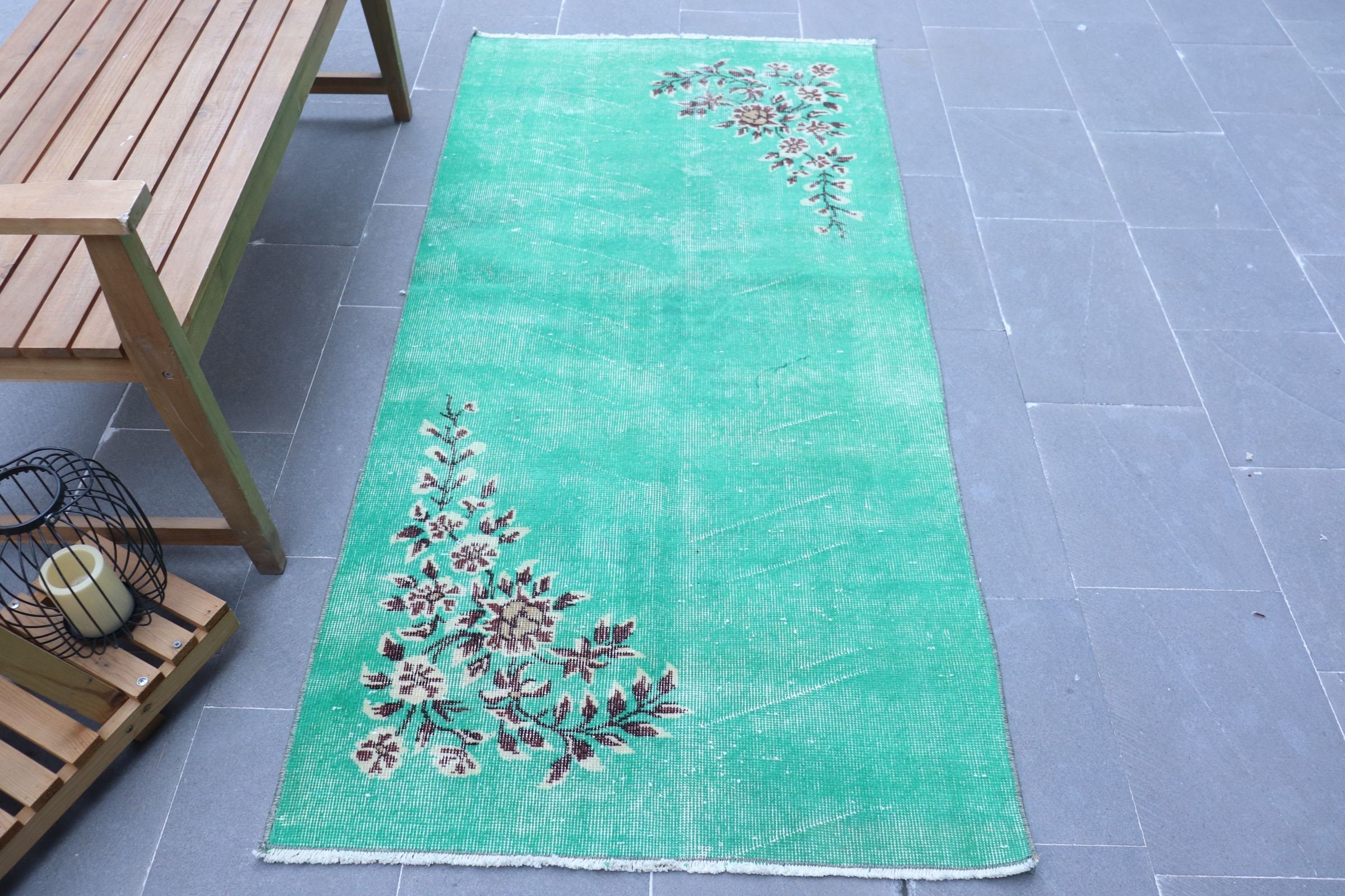 Kitchen Rugs, 3.1x6.5 ft Accent Rugs, Cool Rug, Vintage Rug, Nursery Rug, Turkish Rugs, Rugs for Entry, Bedroom Rug, Green Moroccan Rugs