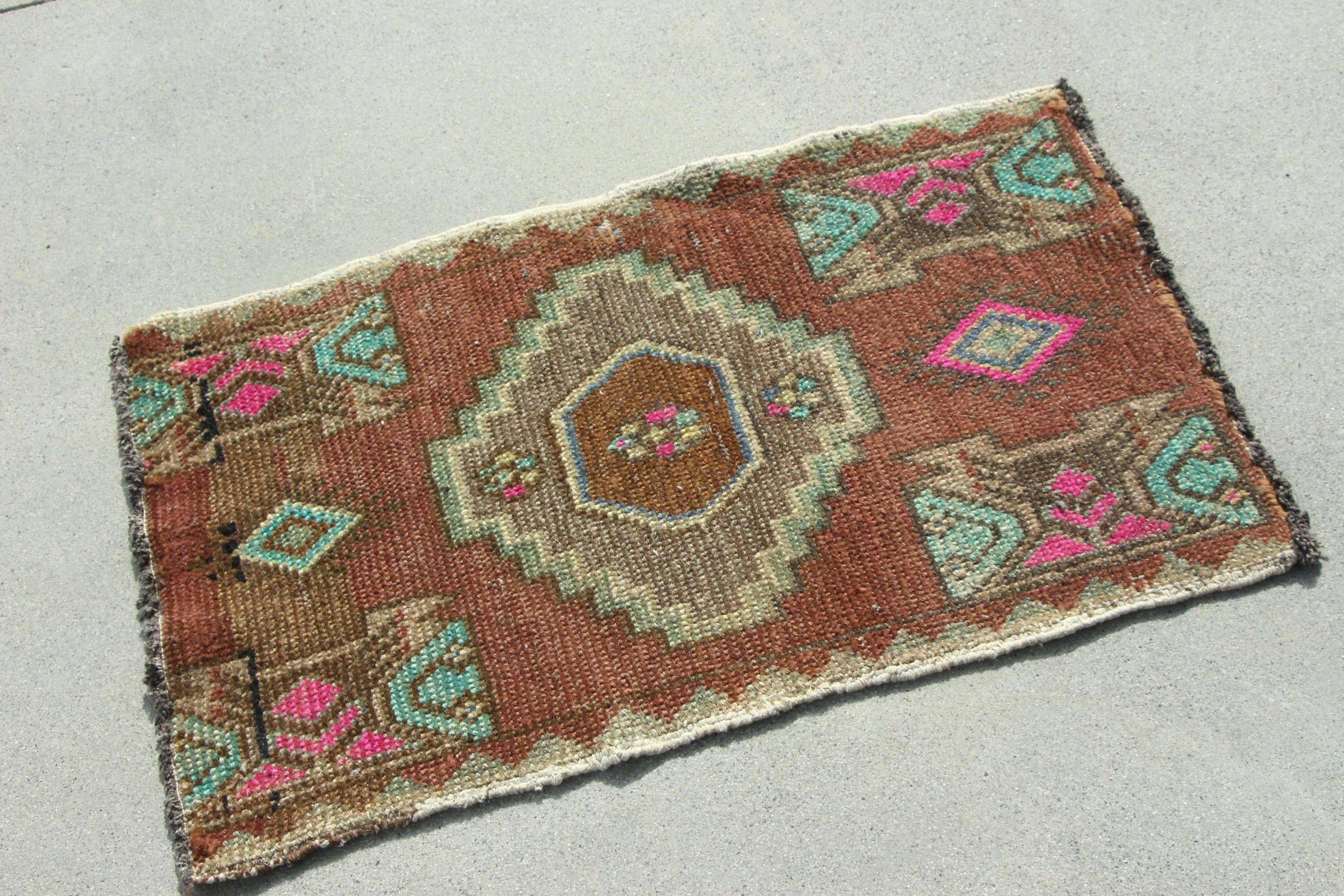 El Dokuma Halılar, 1.6x2.4 ft Küçük Halı, Vintage Halılar, Boho Halı, Yatak Odası Halıları, Giriş Halıları, Türk Halıları, Kahverengi Modern Halılar, Araba Paspas Halısı