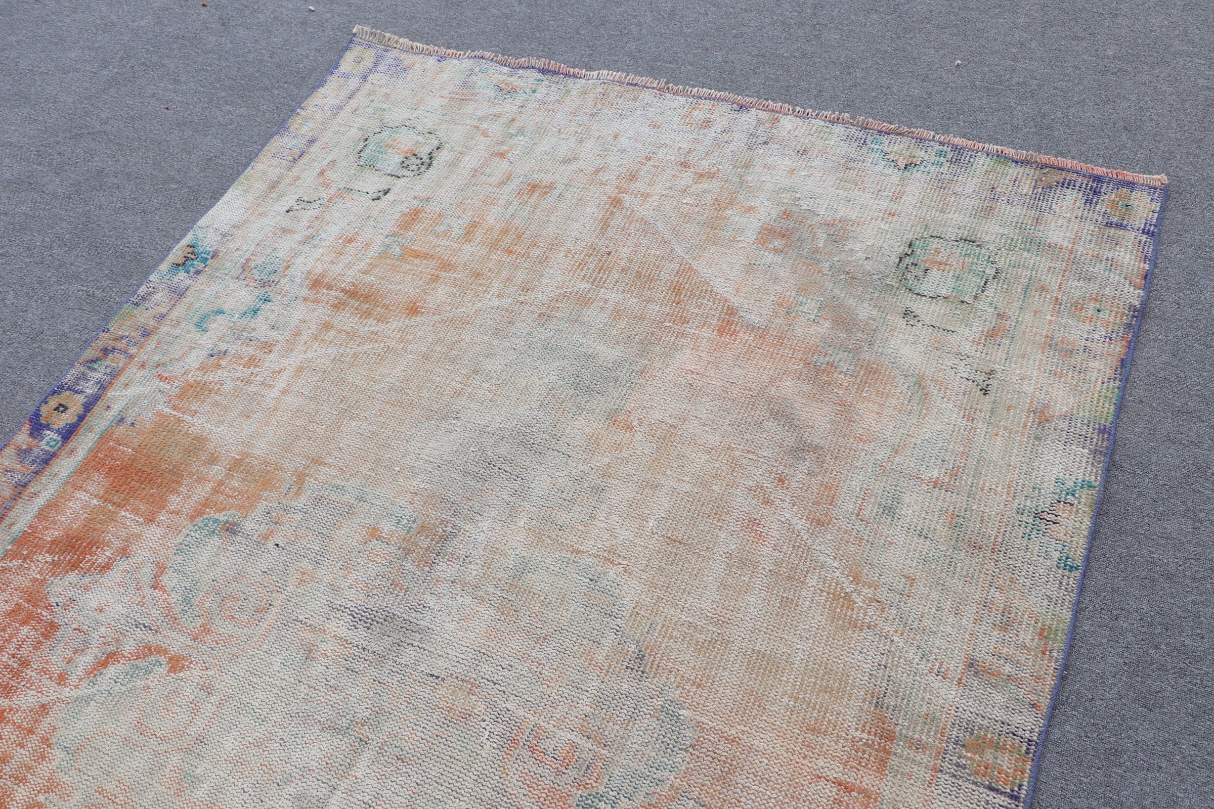 Orange Wool Rug, Moroccan Rugs, Dining Room Rug, Eclectic Rug, Vintage Rug, Turkish Rug, Salon Rug, Anatolian Rug, 5.4x8.4 ft Large Rug