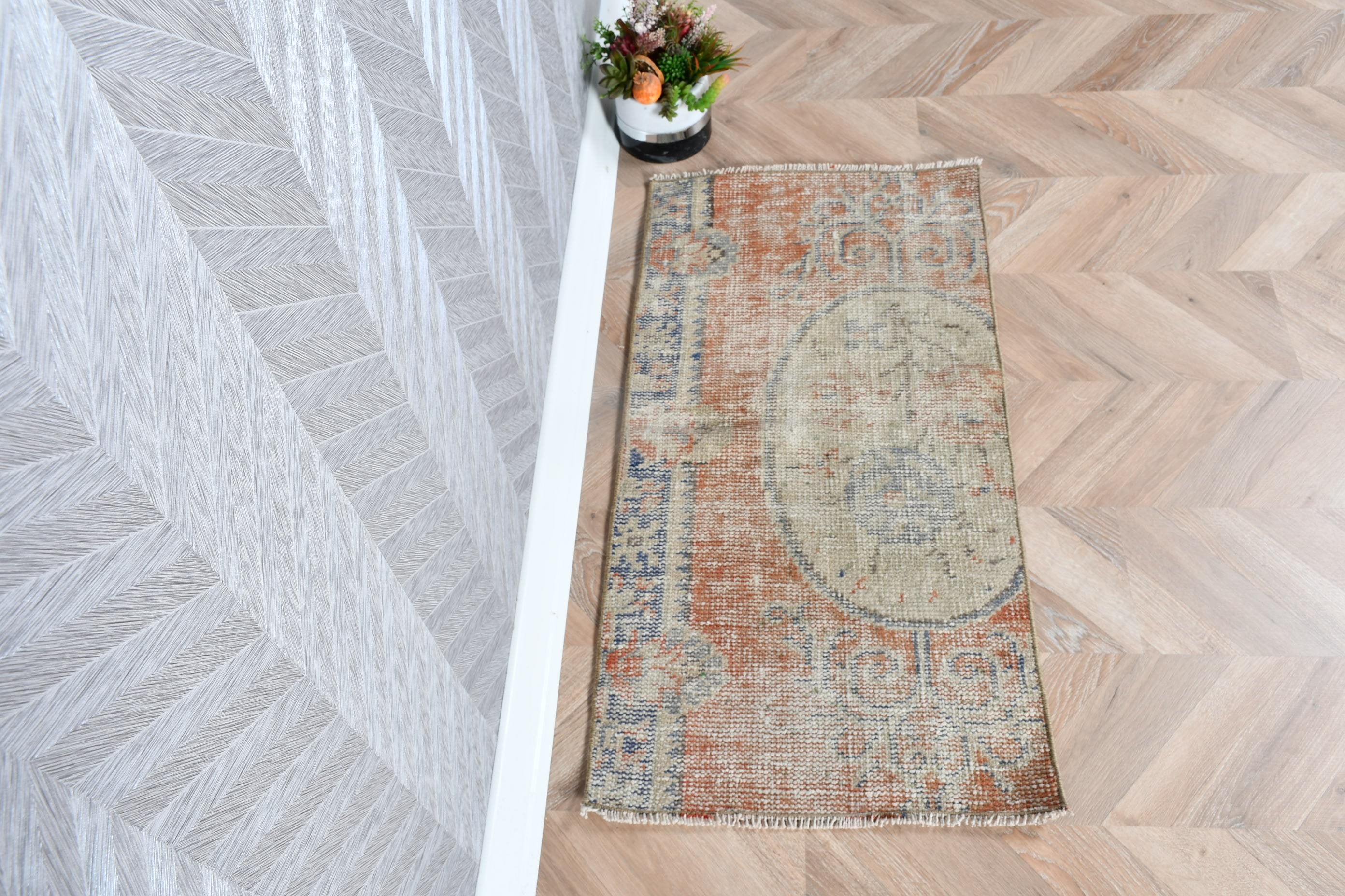 Turkish Rugs, Bath Rug, 1.6x3.2 ft Small Rugs, Rugs for Car Mat, Orange Floor Rug, Vintage Rug, Bedroom Rug, Antique Rugs, Nursery Rug