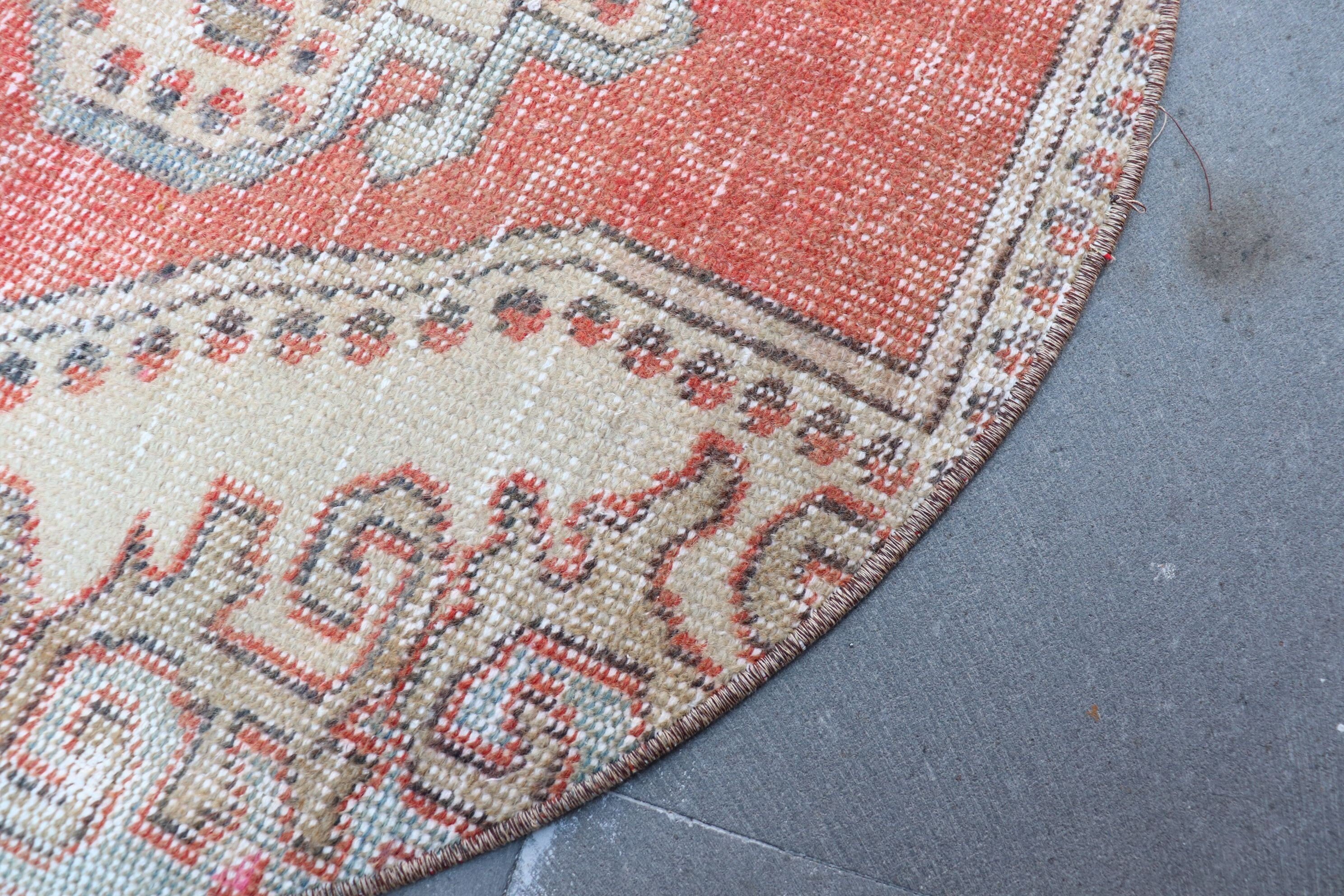 Red Cool Rug, Rugs for Entry, 3.1x3.1 ft Small Rugs, Nursery Rugs, Home Decor Rug, Oushak Rugs, Turkish Rug, Vintage Rugs, Kitchen Rug
