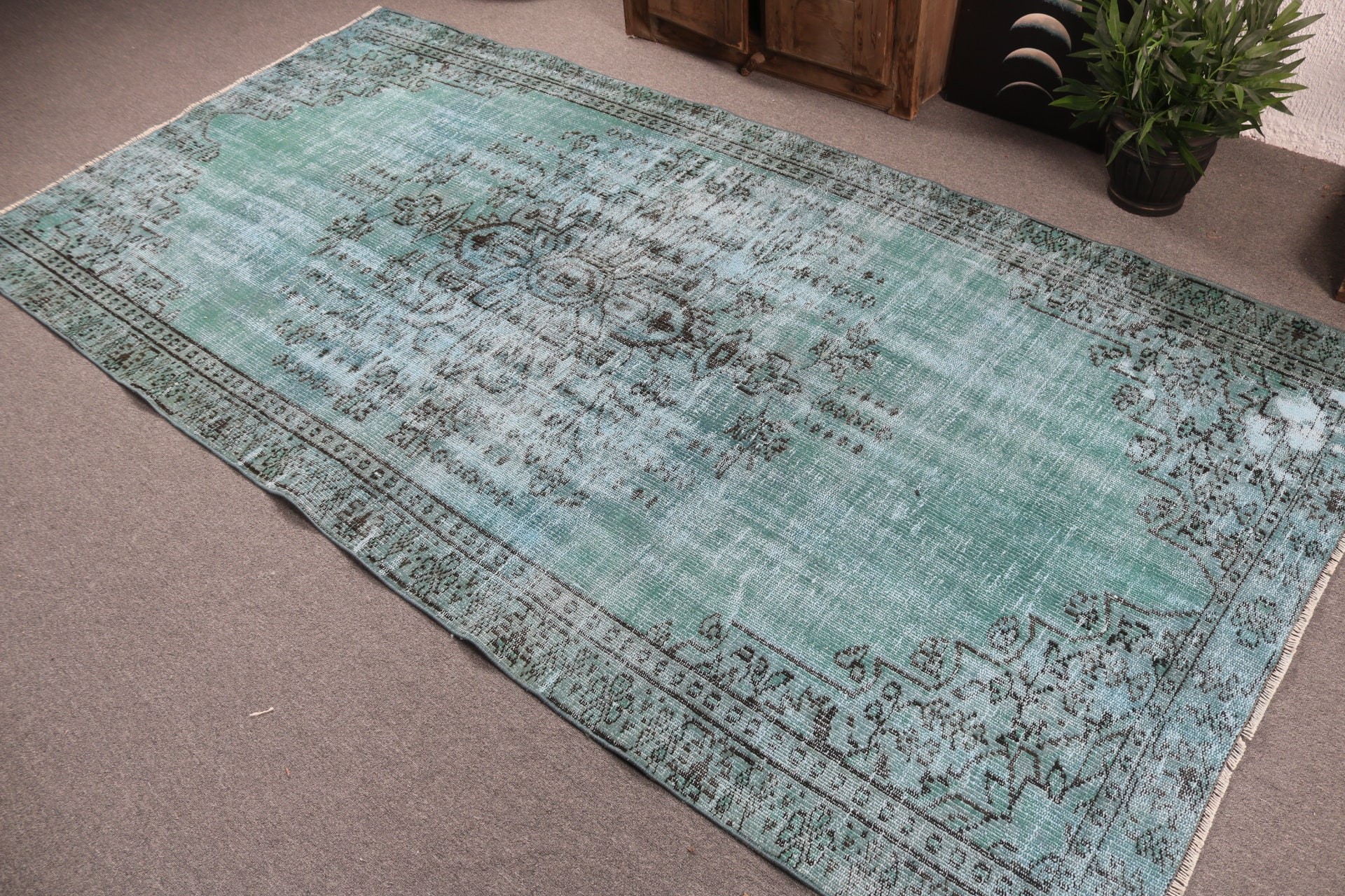 Green Cool Rugs, Vintage Rug, Living Room Rugs, Modern Rugs, Turkish Rugs, 4.5x9 ft Large Rugs, Rugs for Bedroom, Moroccan Rugs, Salon Rug