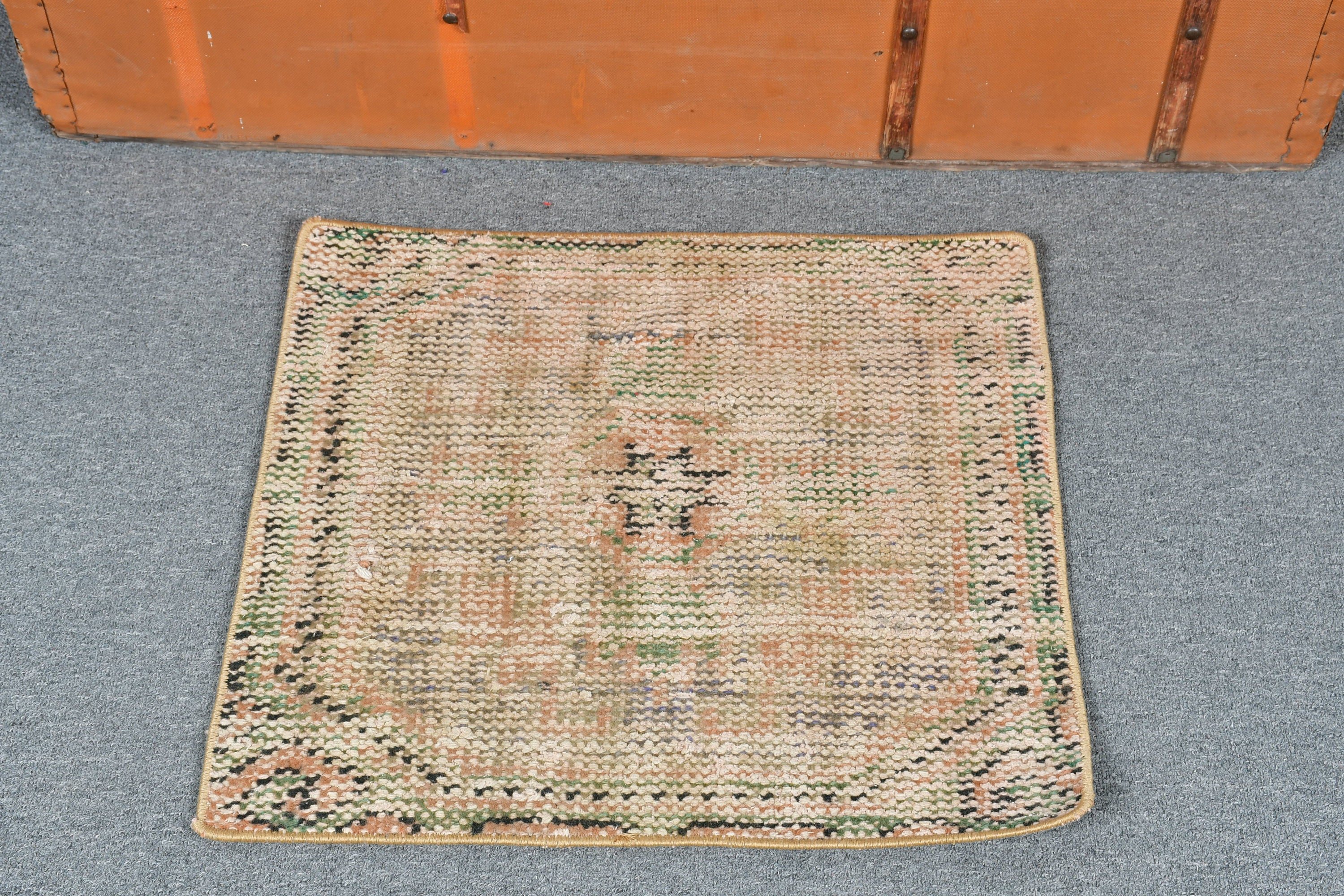 Entry Rug, Brown Oriental Rug, Floor Rugs, Kitchen Rug, Vintage Rugs, 1.8x1.8 ft Small Rug, Rugs for Kitchen, Turkish Rug