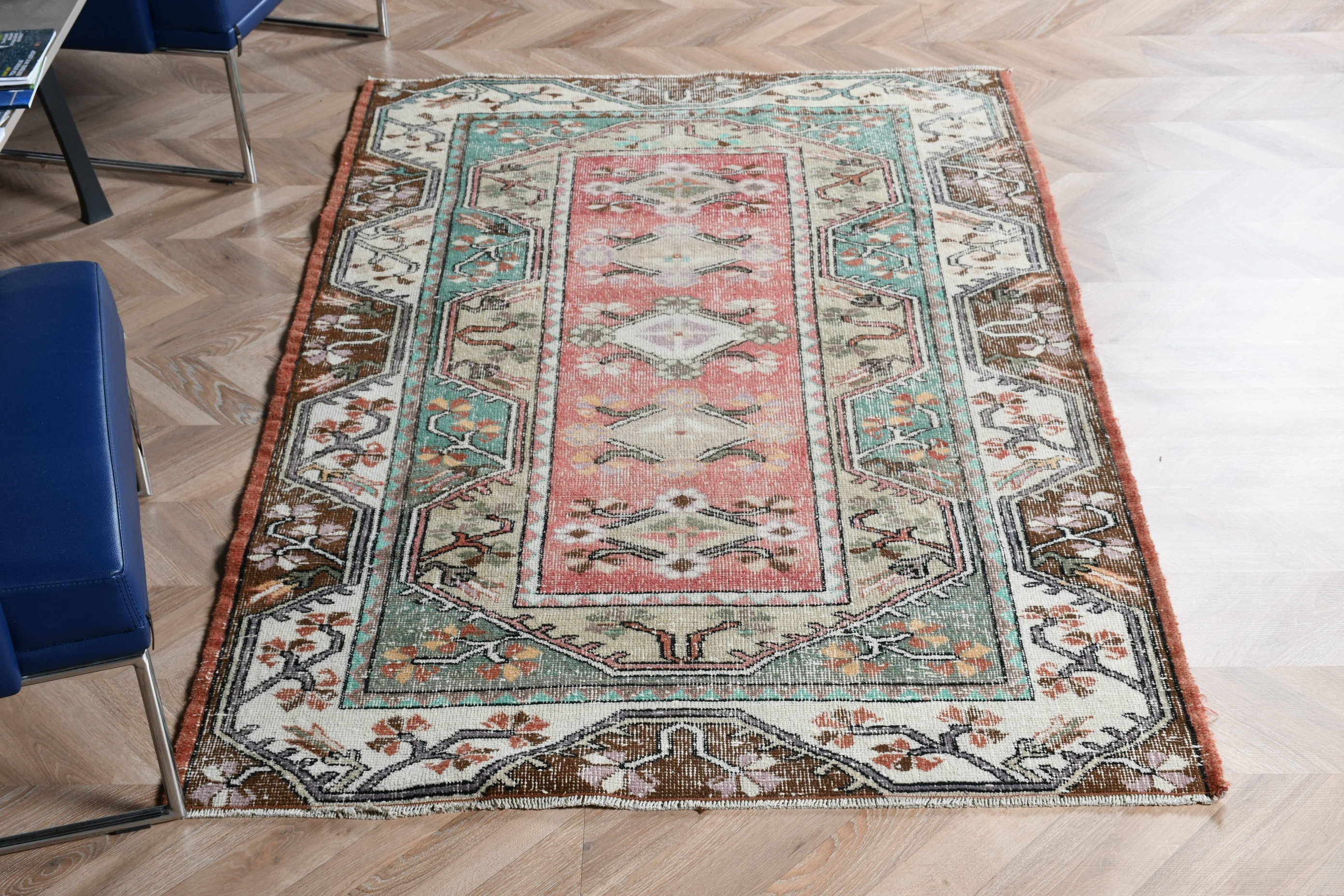 4.1x6.5 ft Alan Halısı, Mutfak Halıları, Oturma Odası Halısı, Fas Halısı, Gökkuşağı Yatak Odası Halısı, Vintage Halılar, Antika Halı, Boho Halısı, Türk Halısı