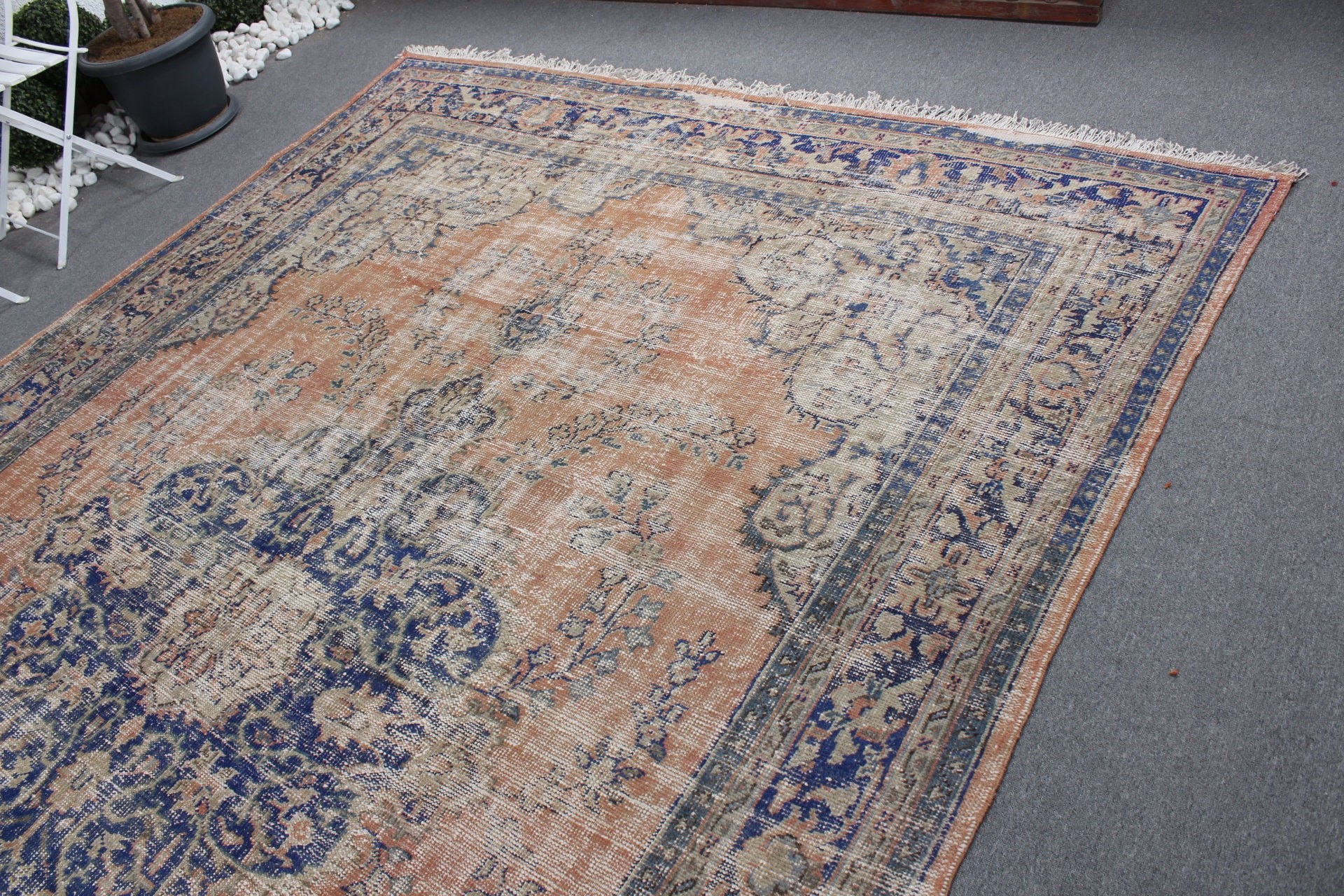 Salon Rug, Floor Rugs, Orange  8.5x11.8 ft Oversize Rug, Turkish Rug, Pastel Rug, Dining Room Rug, Oushak Rugs, Vintage Rugs