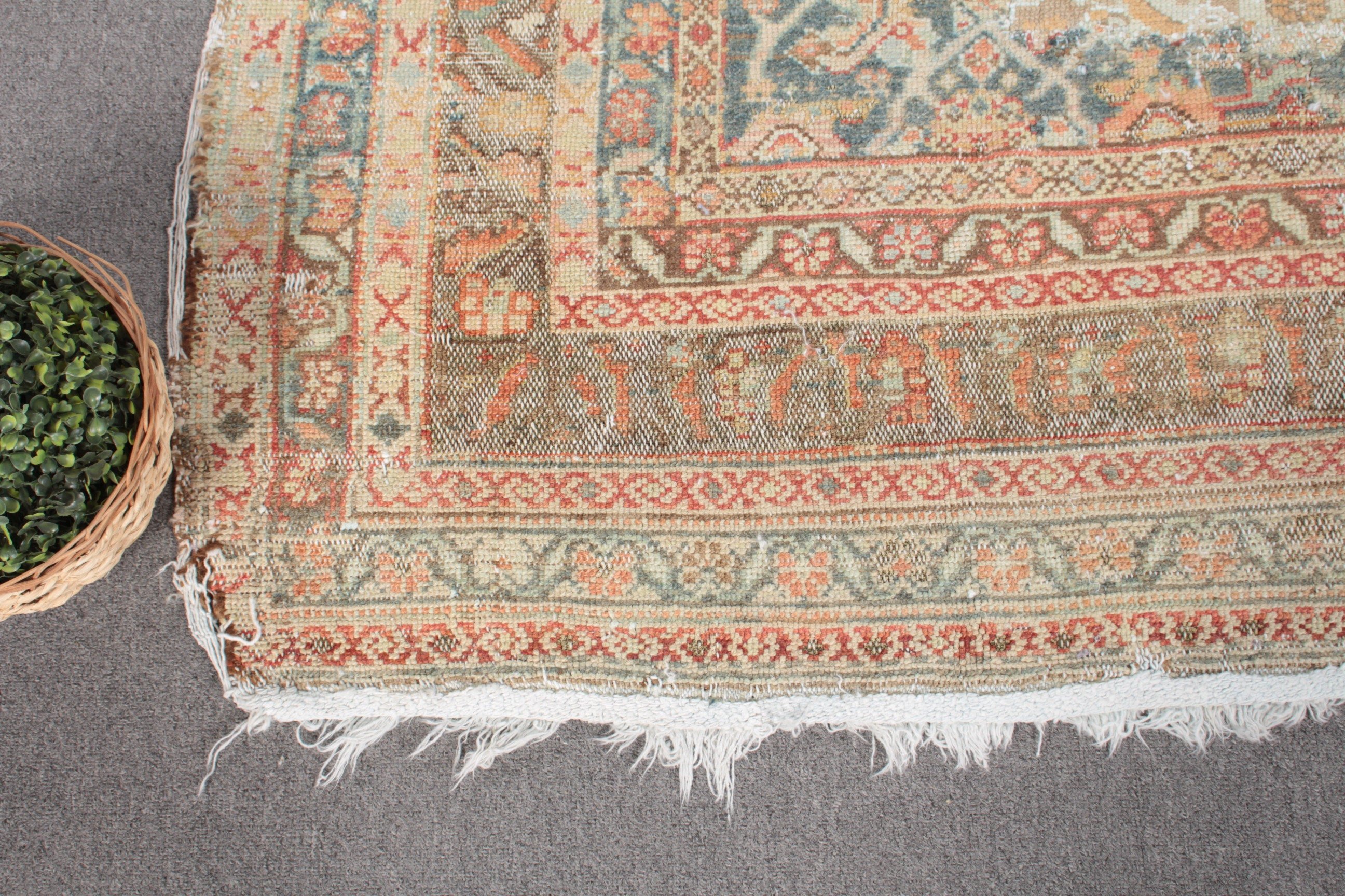 Yatak Odası Halısı, Vintage Halı, Bej 5.4x9.5 ft Büyük Halı, Yemek Odası Halısı, Yün Halı, Yatak Odası Halıları, Türk Halısı