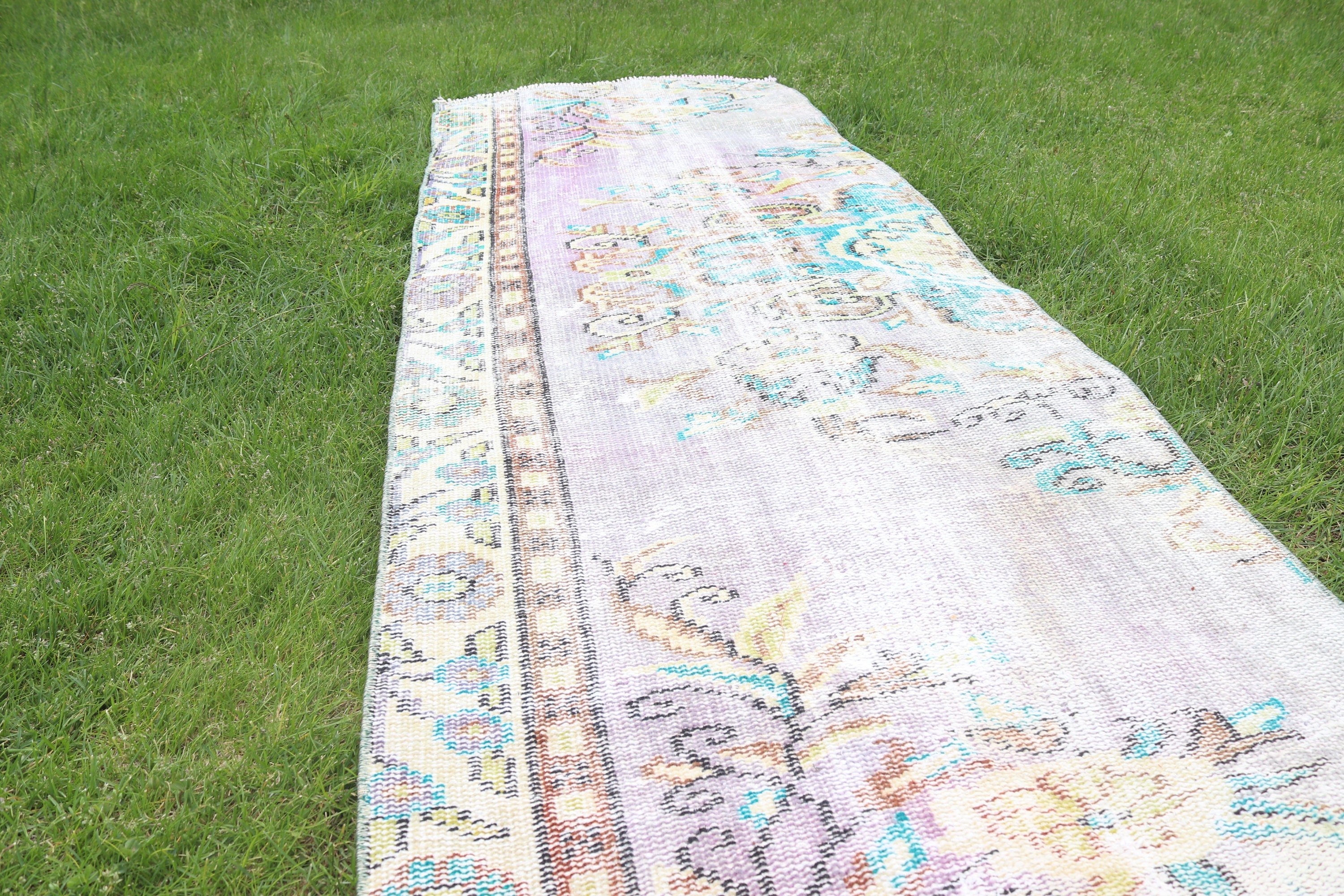 2.5x7.4 ft Runner Halı, Bej Fas Halıları, Modern Halılar, Türk Halısı, Vintage Halı, Koridor Halısı, Merdiven Halıları, Düz Dokuma Halı, Nötr Halı