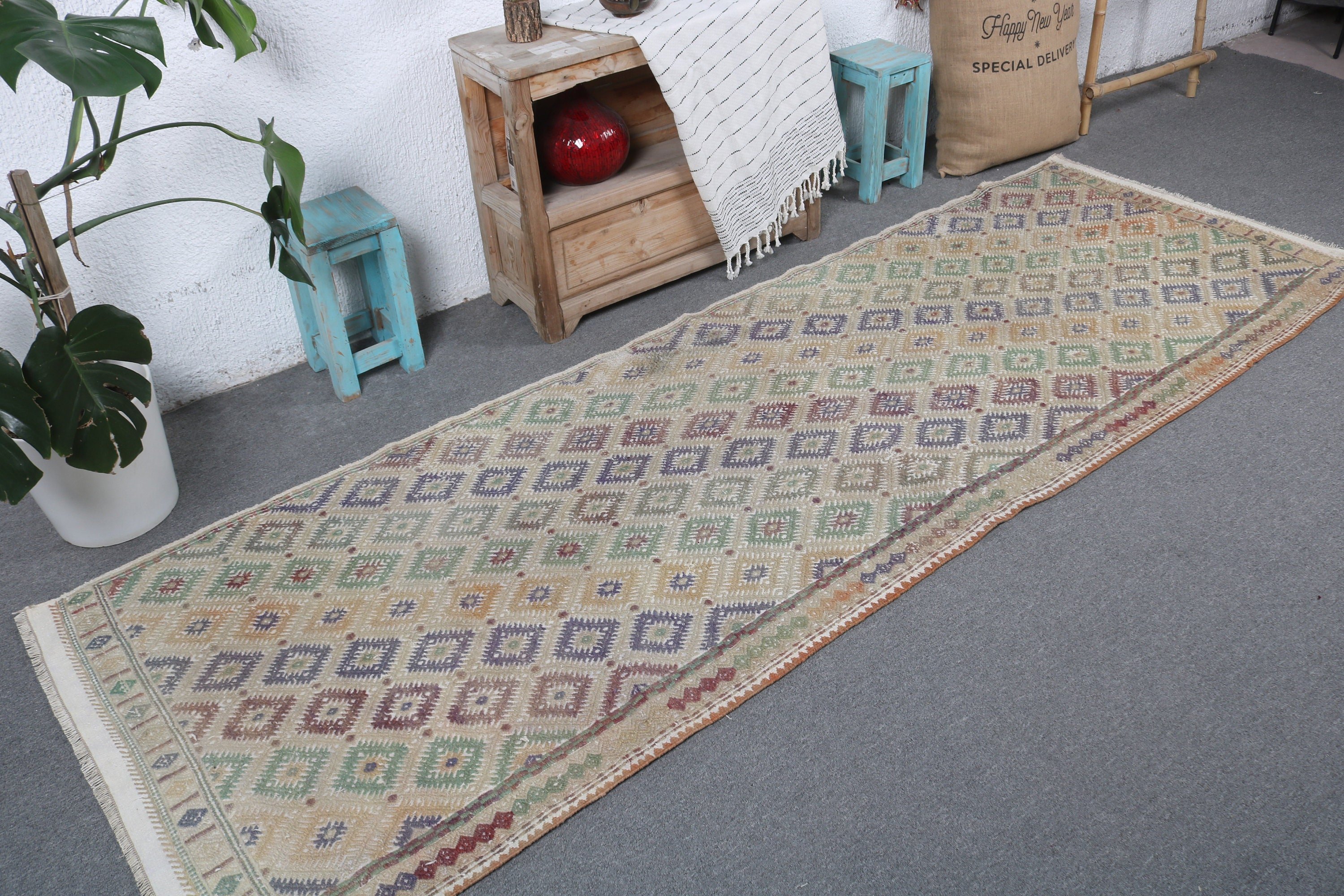 3.1x9.3 ft Yolluk Halıları, Türk Halısı, Uzun Yolluk Halısı, Mutfak Halıları, Bej Nötr Halı, Modern Halılar, Kilim, Vintage Halılar, Anadolu Halıları