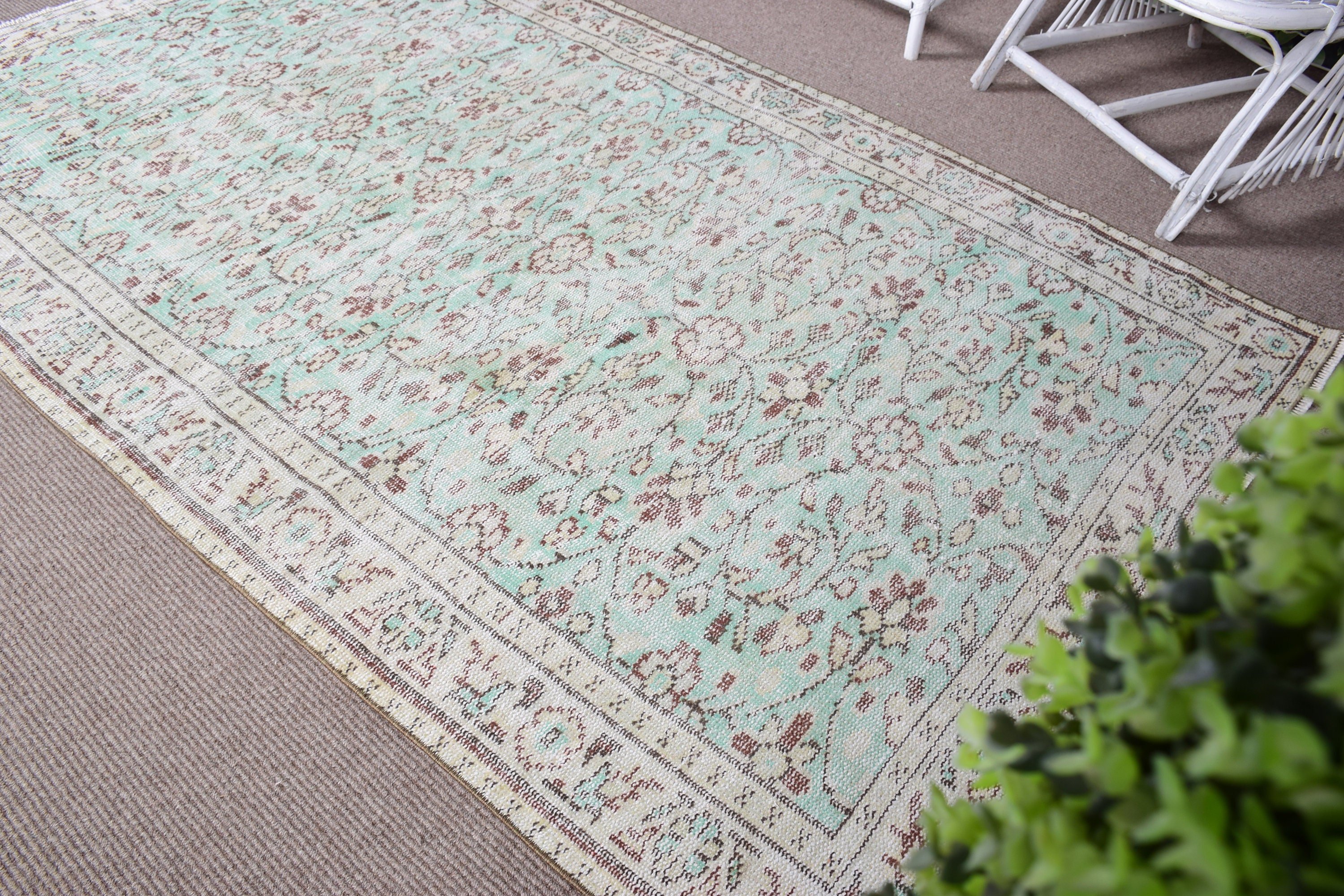 Rugs for Indoor, Bedroom Rug, Vintage Rug, Floor Rugs, Green Oushak Rug, Antique Rug, Turkish Rug, Nursery Rugs, 4.6x7.7 ft Area Rug