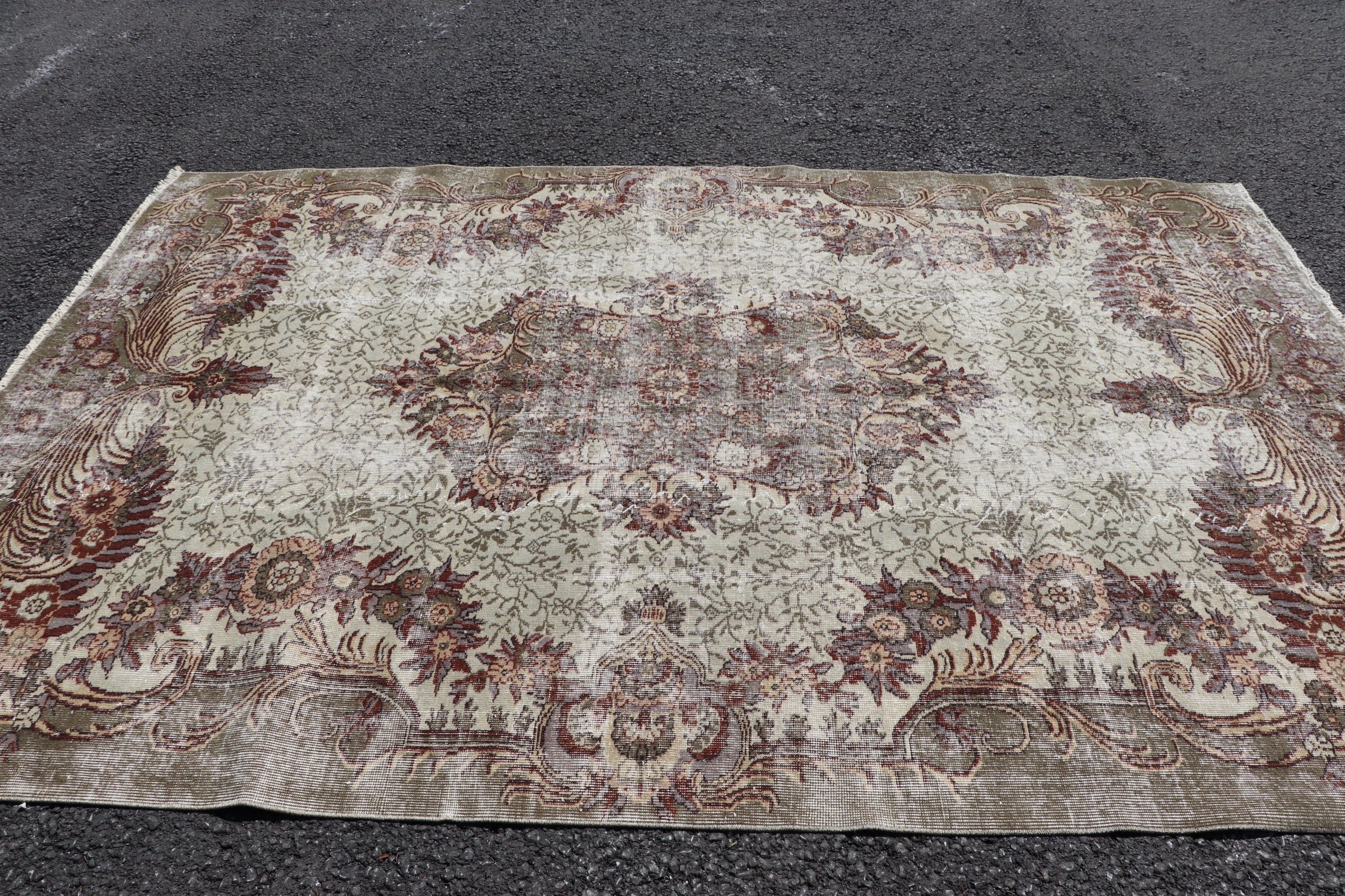 Yün Halı, Salon Halıları, Havalı Halılar, Oturma Odası Halısı, Salon Halısı, Türk Halısı, 6.6x10 ft Büyük Halılar, Vintage Halı, Yeşil Mutfak Halıları