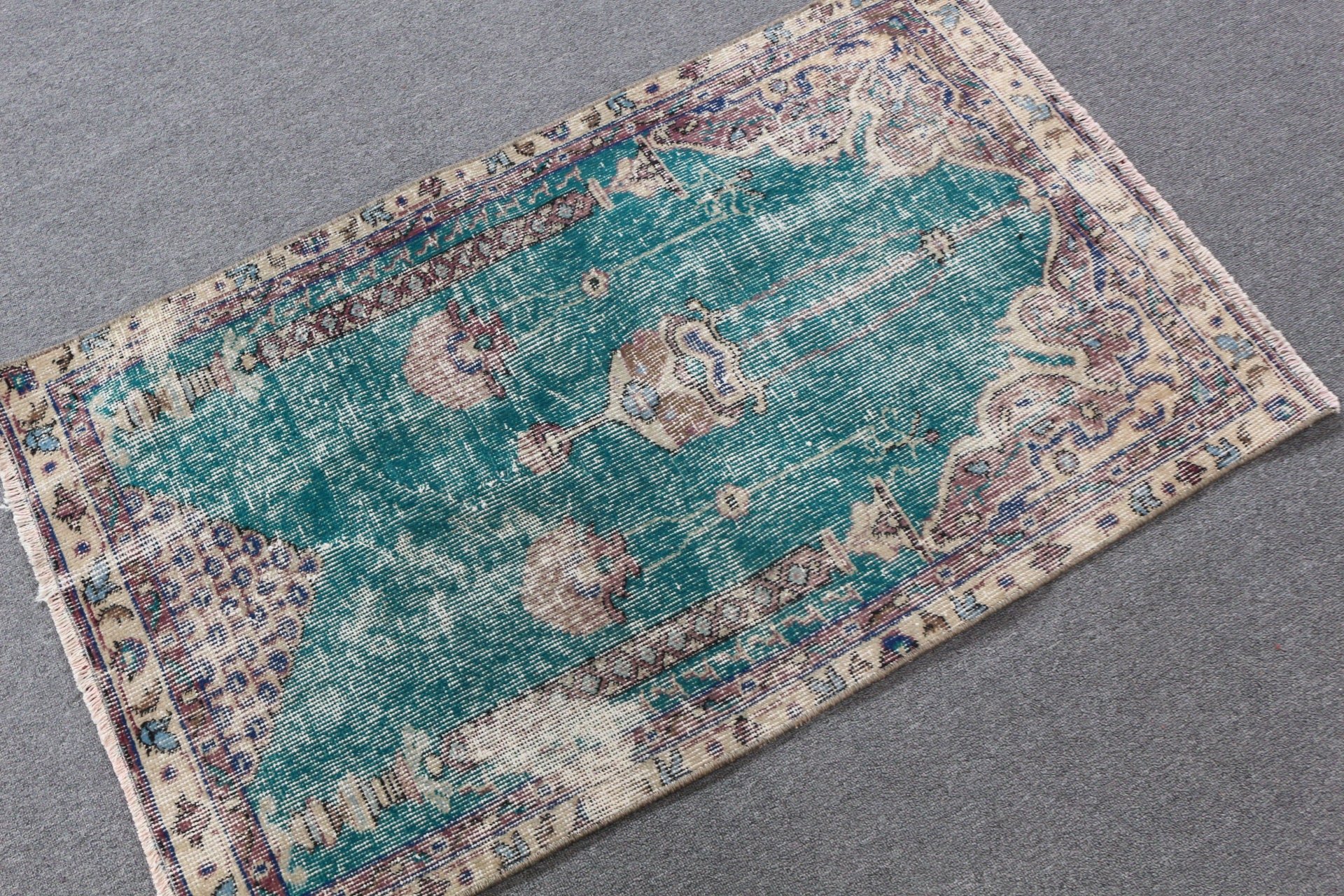 Vintage Rug, Antique Rug, Kitchen Rug, Rugs for Bedroom, Turkish Rugs, Bedroom Rugs, 2.4x4.1 ft Small Rug, Green Antique Rug, Entry Rugs