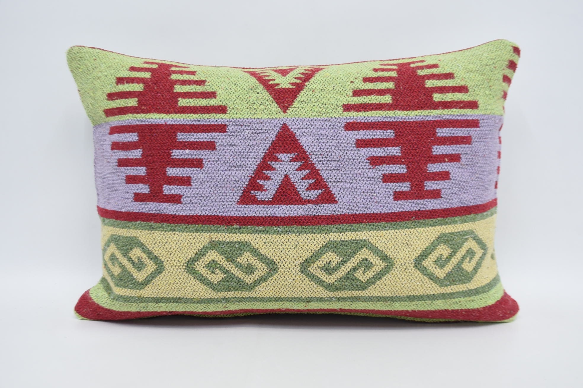 Nomadic Cushion Case, 16"x24" Green Cushion Case, Boho Pillow, Kilim Pillow Cover, Aztec Pillow, Antique Pillows