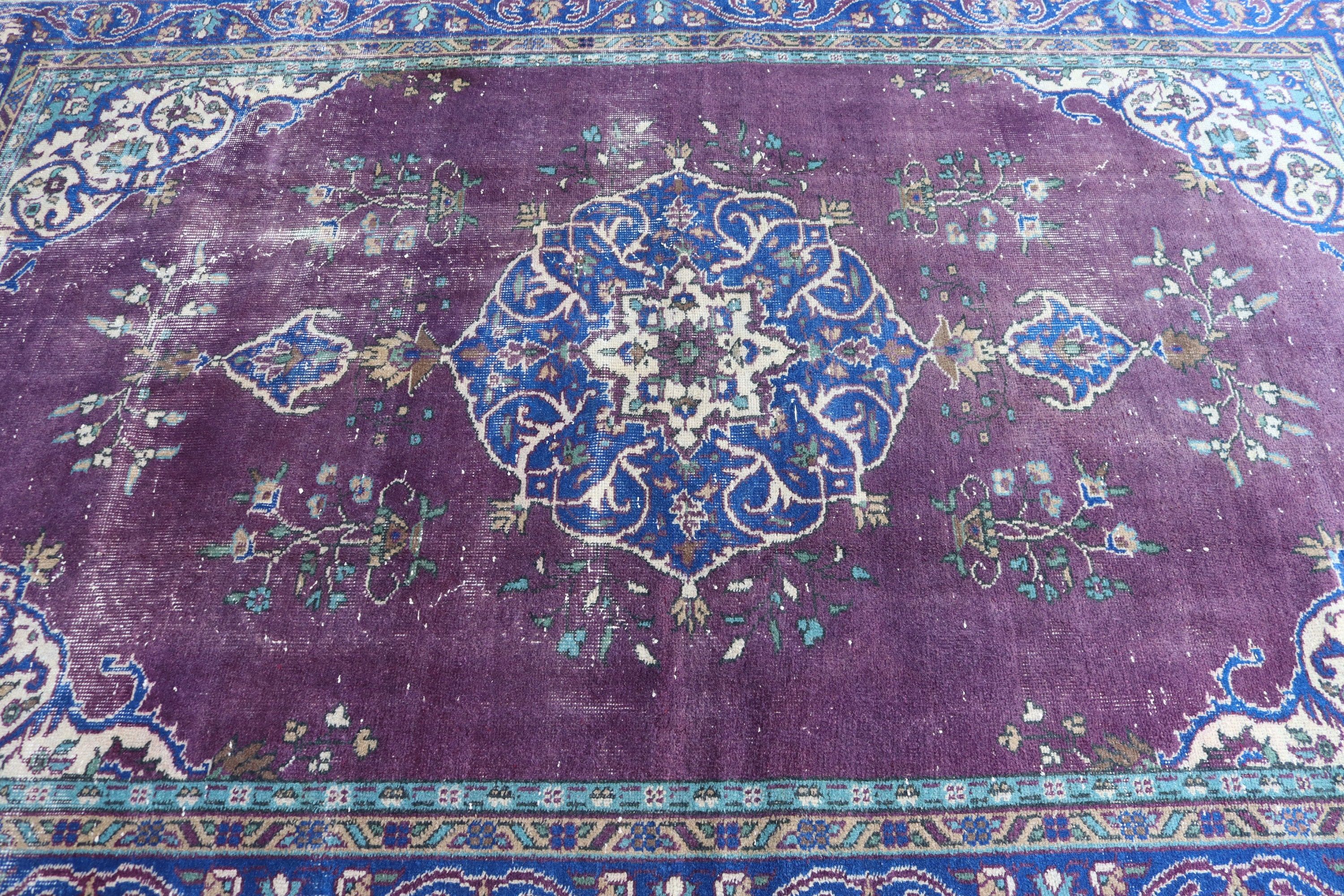 Salon Rug, Vintage Rug, Rugs for Bedroom, Turkish Rugs, Purple Luxury Rugs, Bedroom Rugs, Antique Rugs, Neutral Rug, 6.2x9.1 ft Large Rugs