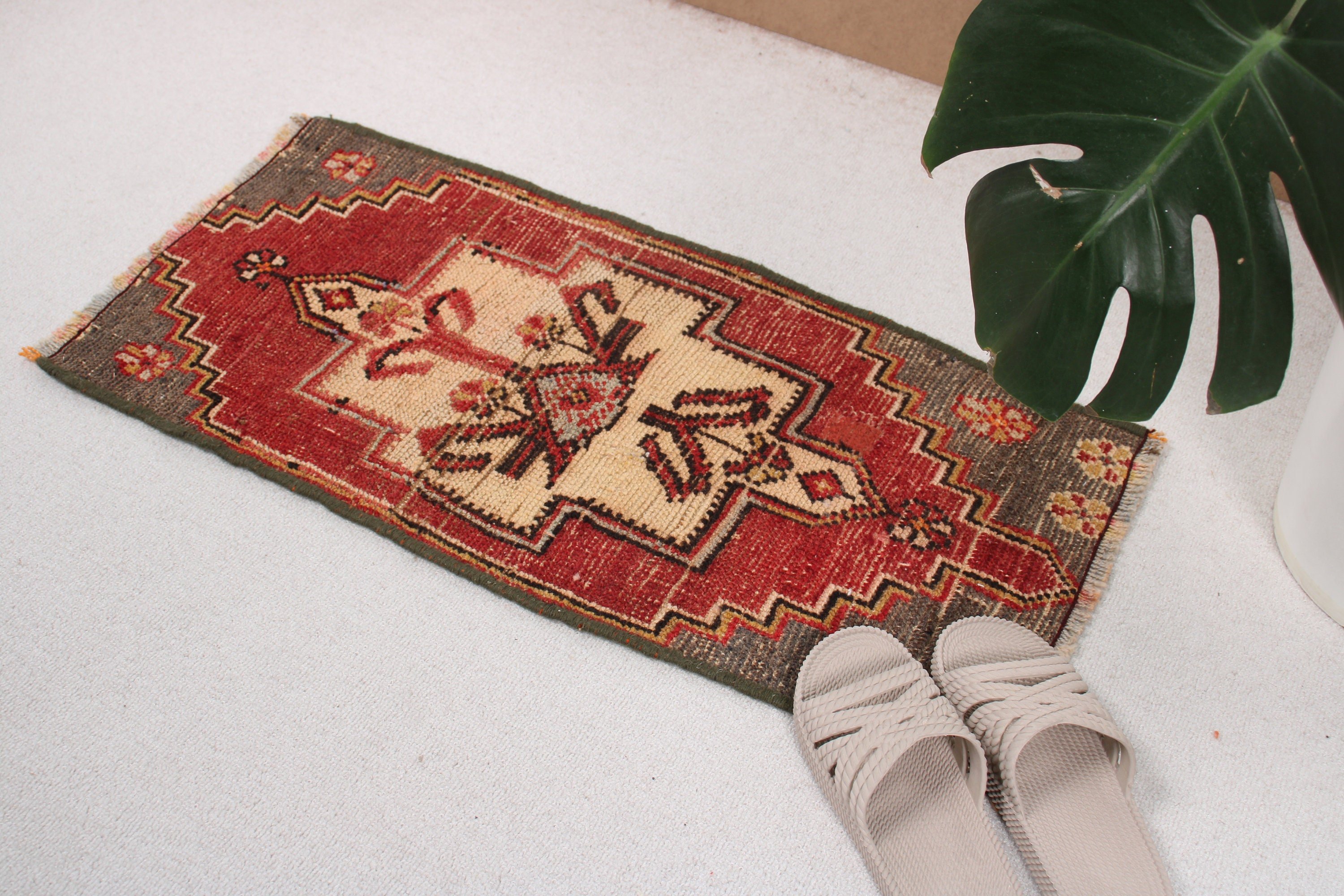 Rugs for Entry, 1.3x2.7 ft Small Rug, Antique Rugs, Turkish Rugs, Vintage Rug, Red Home Decor Rug, Bedroom Rugs, Wall Hanging Rugs