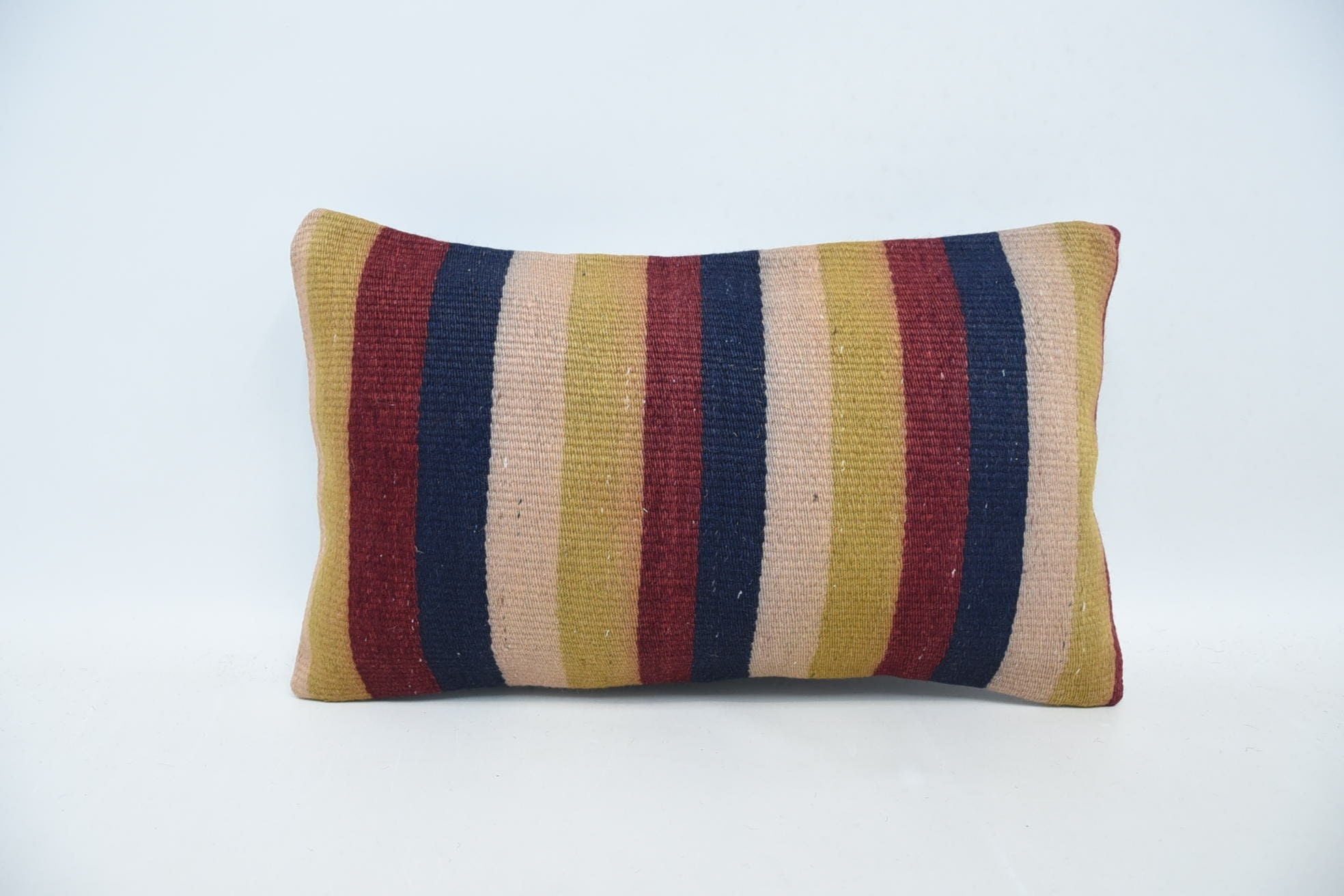 Wool Kilim Pillow Cushion Cover, Handmade Kilim Cushion, Throw Kilim Pillow, Interior Designer Pillow, 12"x20" Red Pillow