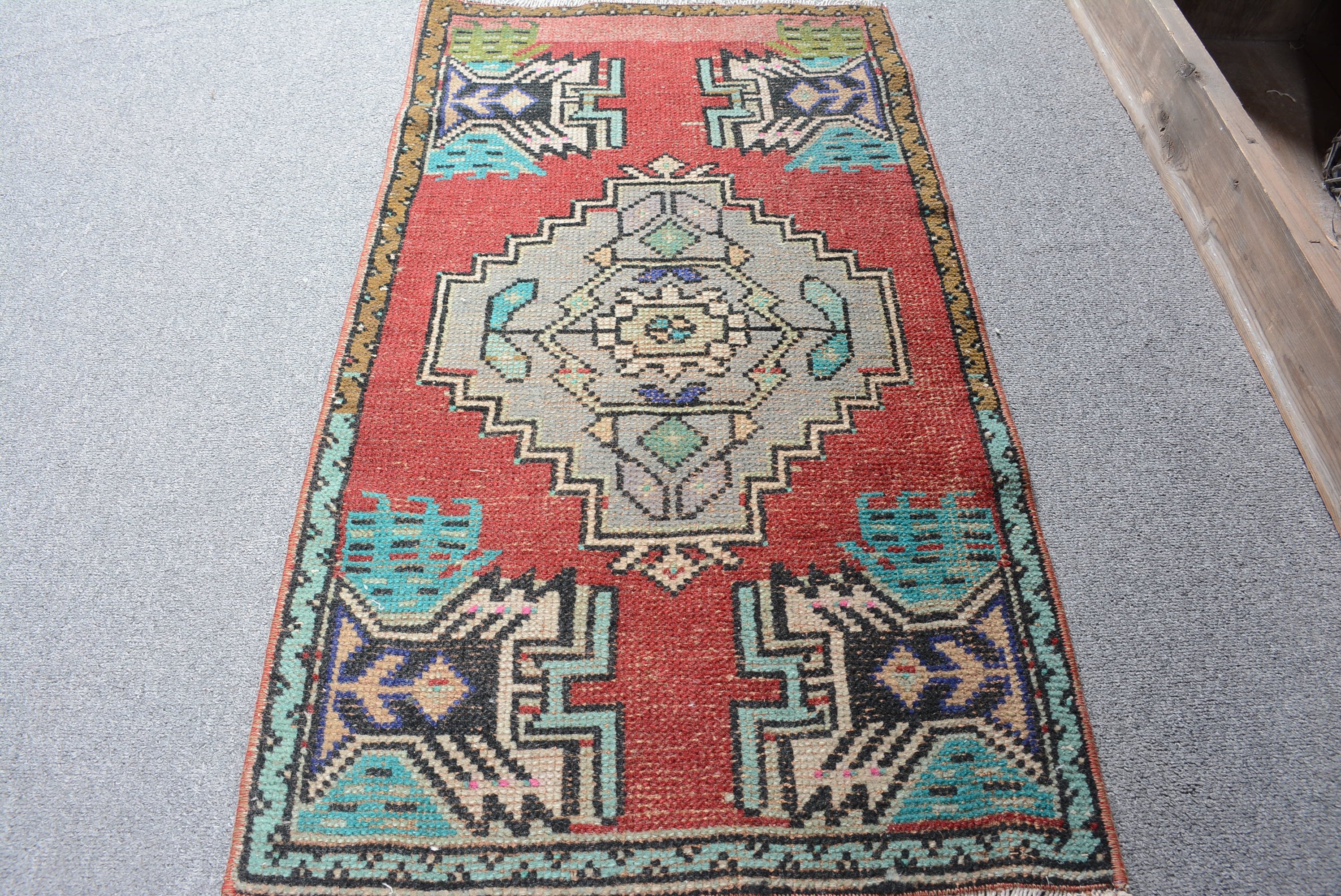 Antique Rugs, Vintage Rug, 1.7x2.9 ft Small Rugs, Red Moroccan Rugs, Turkish Rugs, Abstract Rug, Car Mat Rug, Nursery Rug