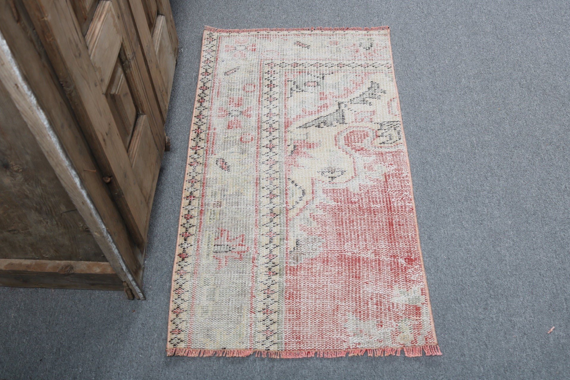 Küçük Vintage Halı, Türk Halıları, Kabile Halıları, Araba Paspas Halıları, Yatak Odası Halıları, Kırmızı 2x3.5 ft Küçük Halı, Vintage Halı, Bildiri Halısı