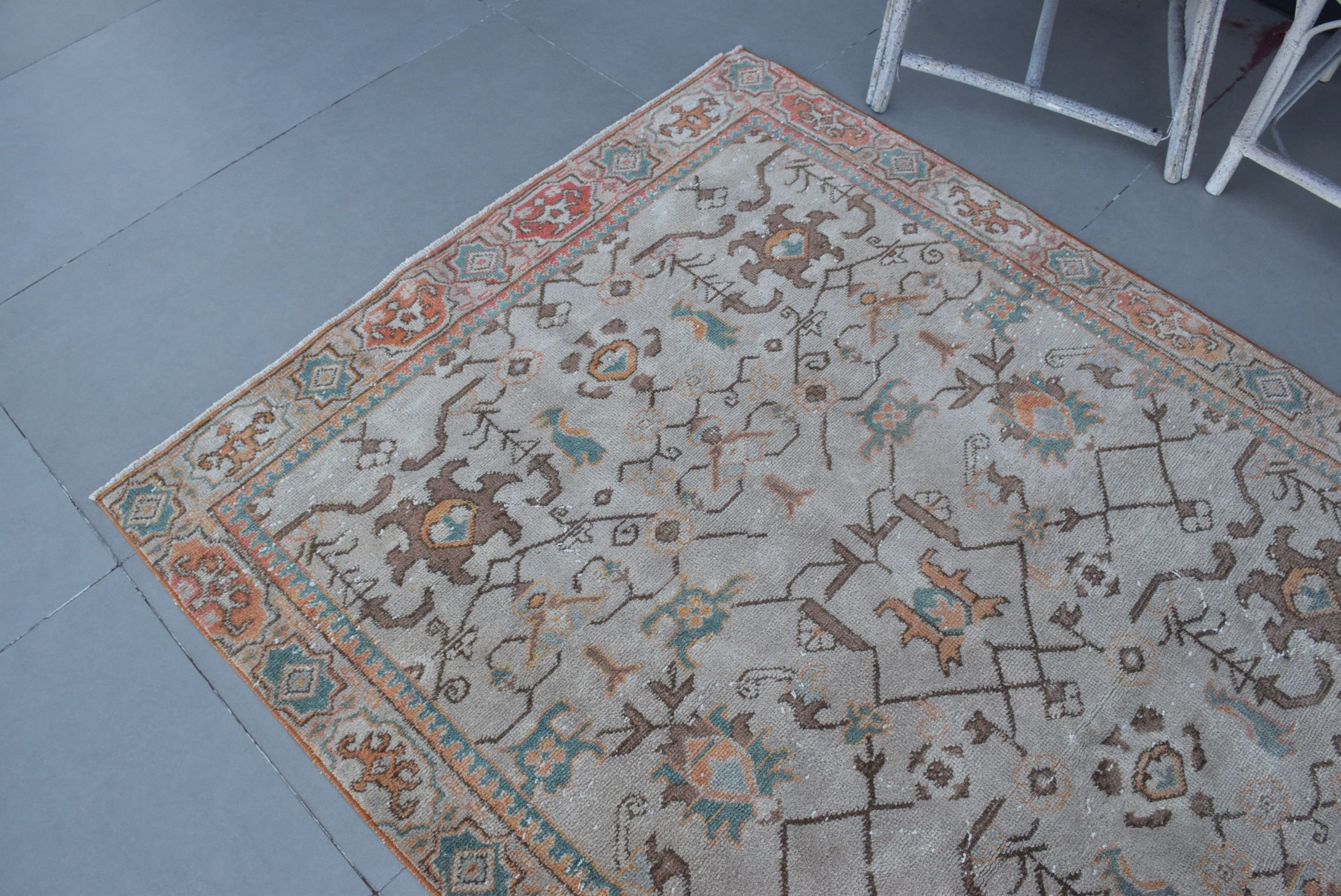 Pastel Rug, Vintage Rug, Oriental Rugs, Turkish Rug, Living Room Rug, Antique Rug, Rugs for Nursery, 4.6x8.1 ft Area Rug, Beige Kitchen Rug