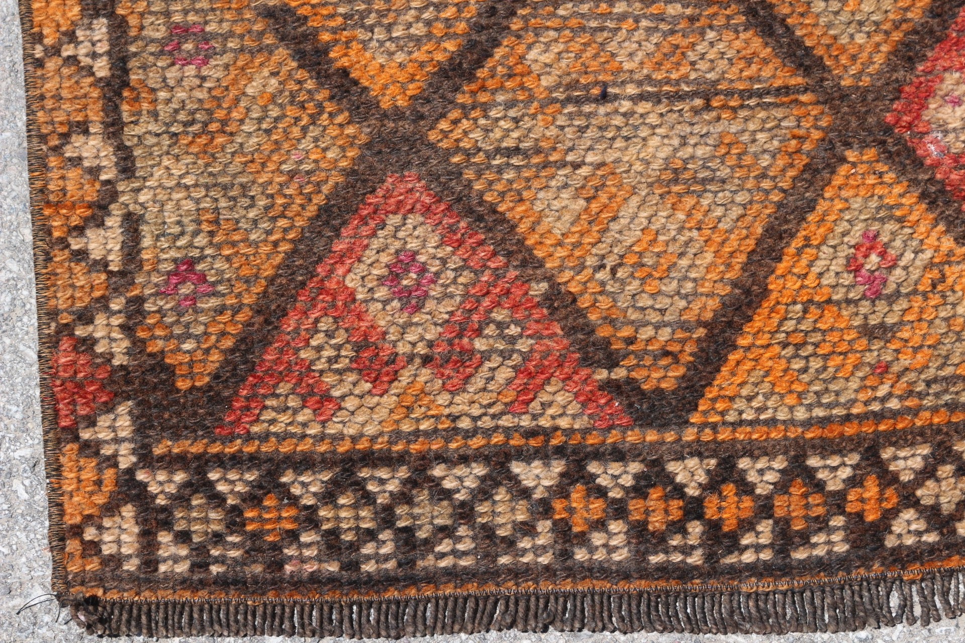 Oriental Rug, Vintage Rug, Oushak Rug, Brown  2.7x12.6 ft Runner Rug, Ethnic Rugs, Turkish Rugs, Kitchen Rugs, Corridor Rug