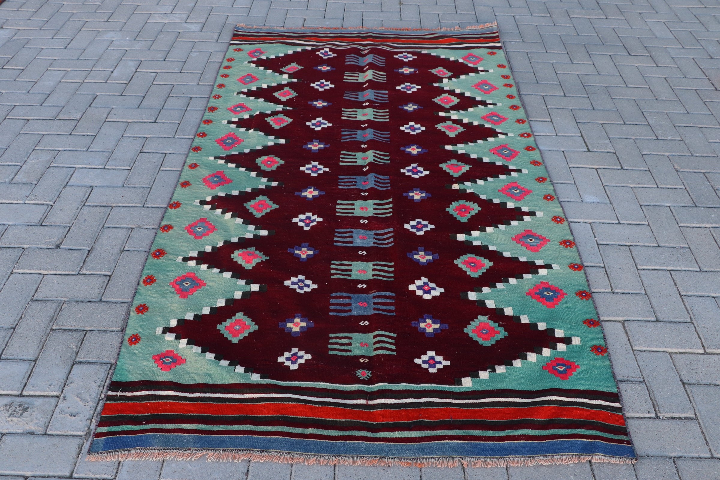 Mor Yatak odası Kilim, Türk Kilim, 132x218 cm Oturma odası Kilim, Uşak Kilim, Oturma odası Kilim, Antre Kilim, Yatak odası Kilim