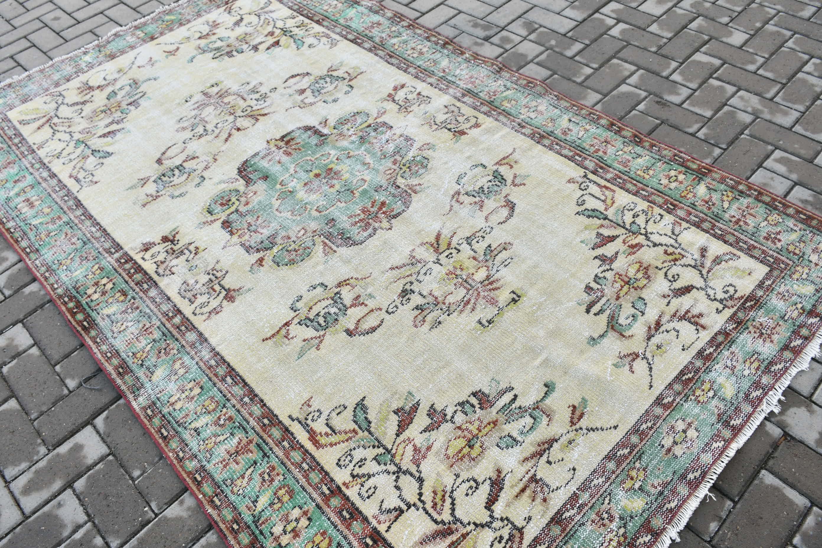 Home Decor Rug, Turkish Rug, Wool Rug, 5.1x8.3 ft Large Rugs, Living Room Rug, Vintage Rugs, Bedroom Rug, Rugs for Salon, Beige Wool Rug