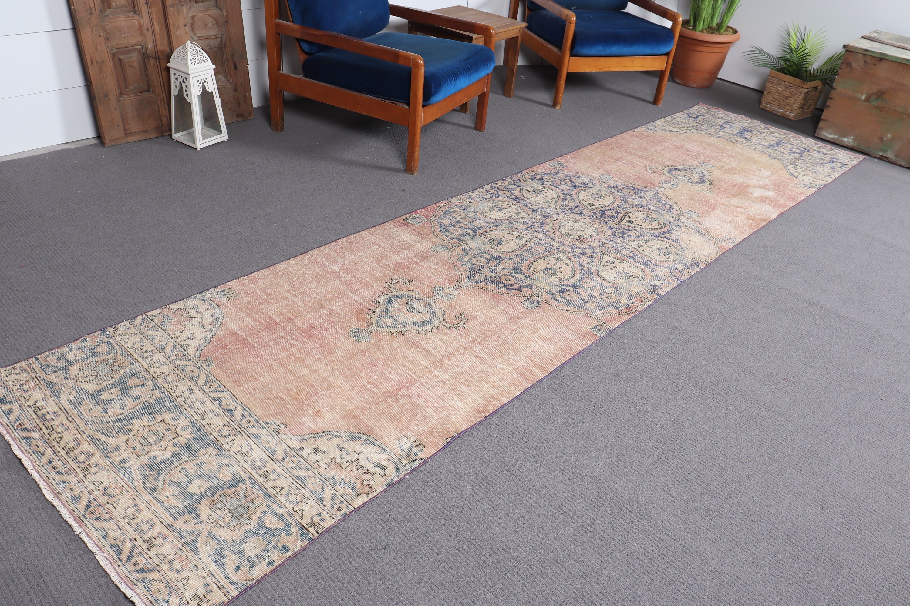 Turuncu Antika Halı, 3.1x12.4 ft Yolluk Halısı, Vintage Halı, Havalı Halılar, Mutfak Halıları, Fas Halısı, Türk Halıları, Merdiven Halıları, Koridor Halısı