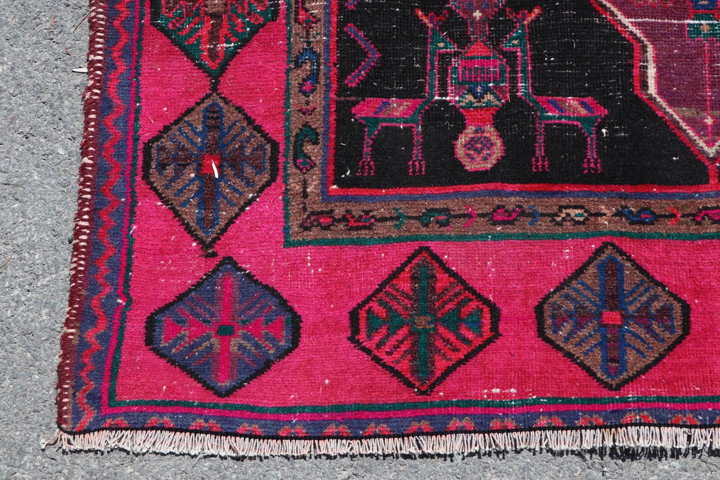 Fas Halısı, Havalı Halı, Halı Runner Vintage Halıları, Koridor Halıları, Türk Halısı, 4.3x10.9 ft Runner Halıları, Vintage Halı, Pembe Mutfak Halısı