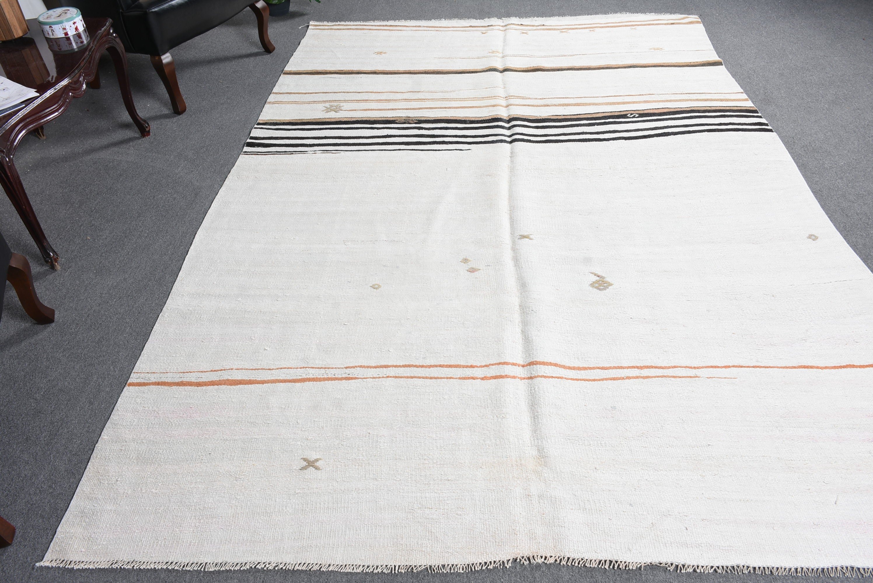 Kabile Halıları, Türk Halısı, Oushak Halıları, 6,5x9,5 ft Büyük Halı, Vintage Halı, Yemek Odası Halısı, Yatak Odası Halıları, Bej Yün Halı, Oturma Odası Halıları