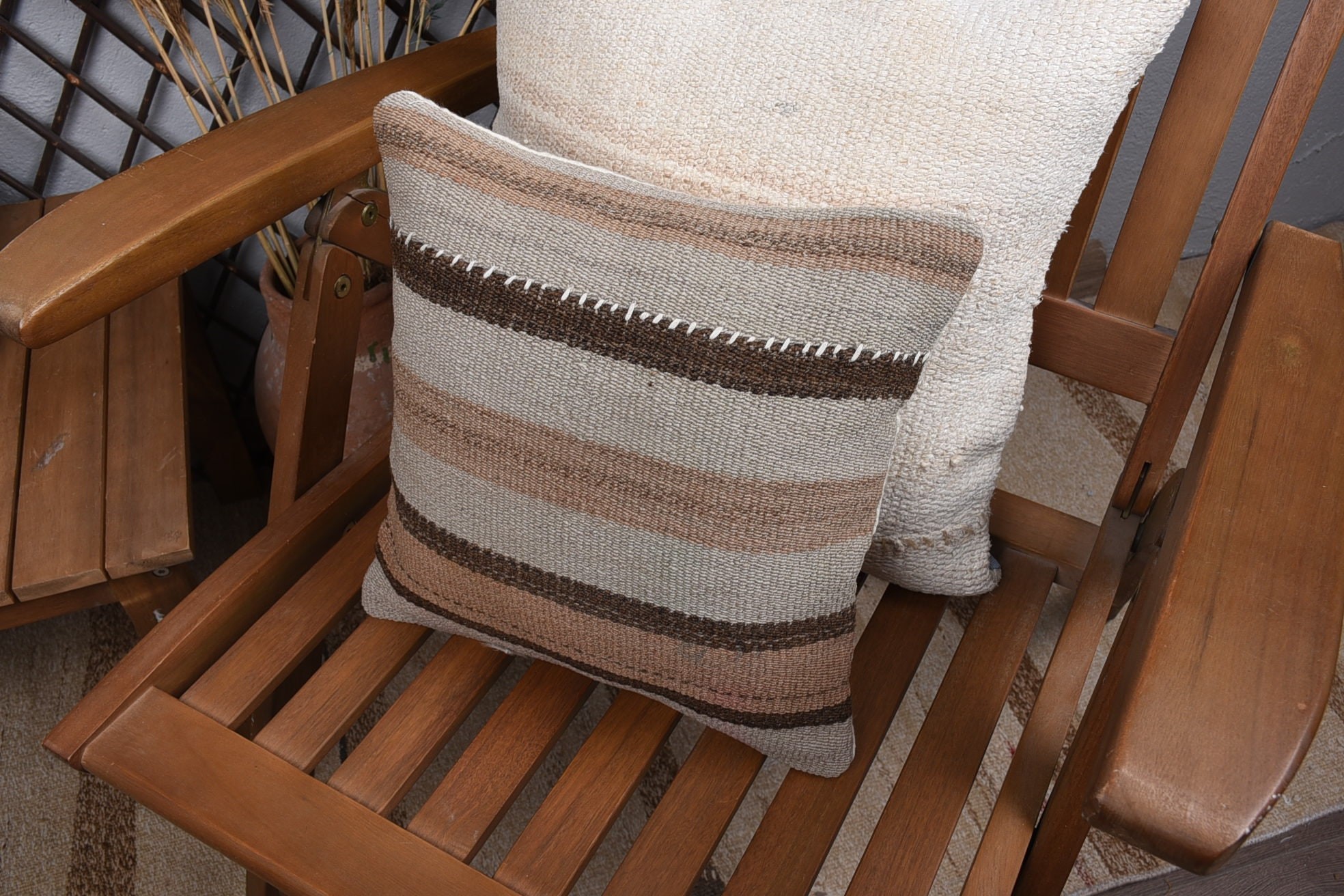 Farmhouse Cushion Cover, 12"x12" Gray Cushion Cover, Vintage Kilim Pillow, Kilim Pillow Cover, Handmade Kilim Cushion