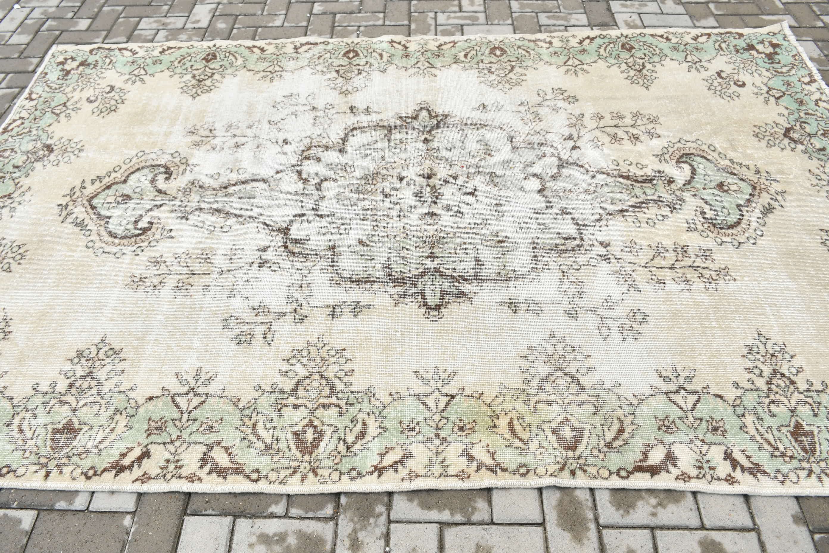 Dorm Rug, 5.8x9.3 ft Large Rugs, Floor Rug, Kitchen Rugs, Turkish Rugs, Dining Room Rugs, Beige Anatolian Rug, Vintage Rug, Living Room Rug