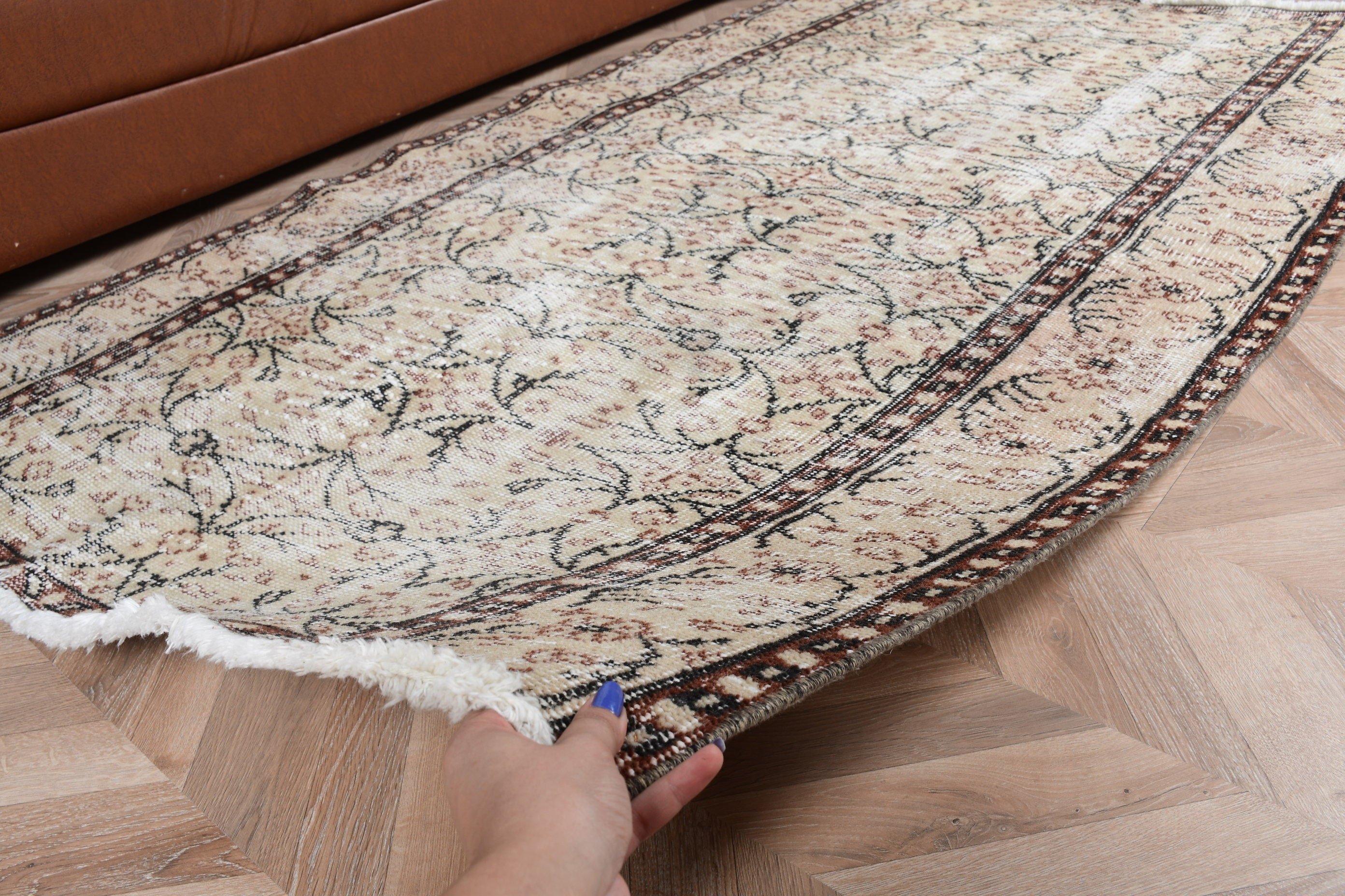 Beige Home Decor Rug, Floor Rug, Cool Rug, Vintage Rug, Rugs for Floor, Turkish Rug, Indoor Rugs, Oriental Rug, Art Rug, 4x6.6 ft Area Rugs