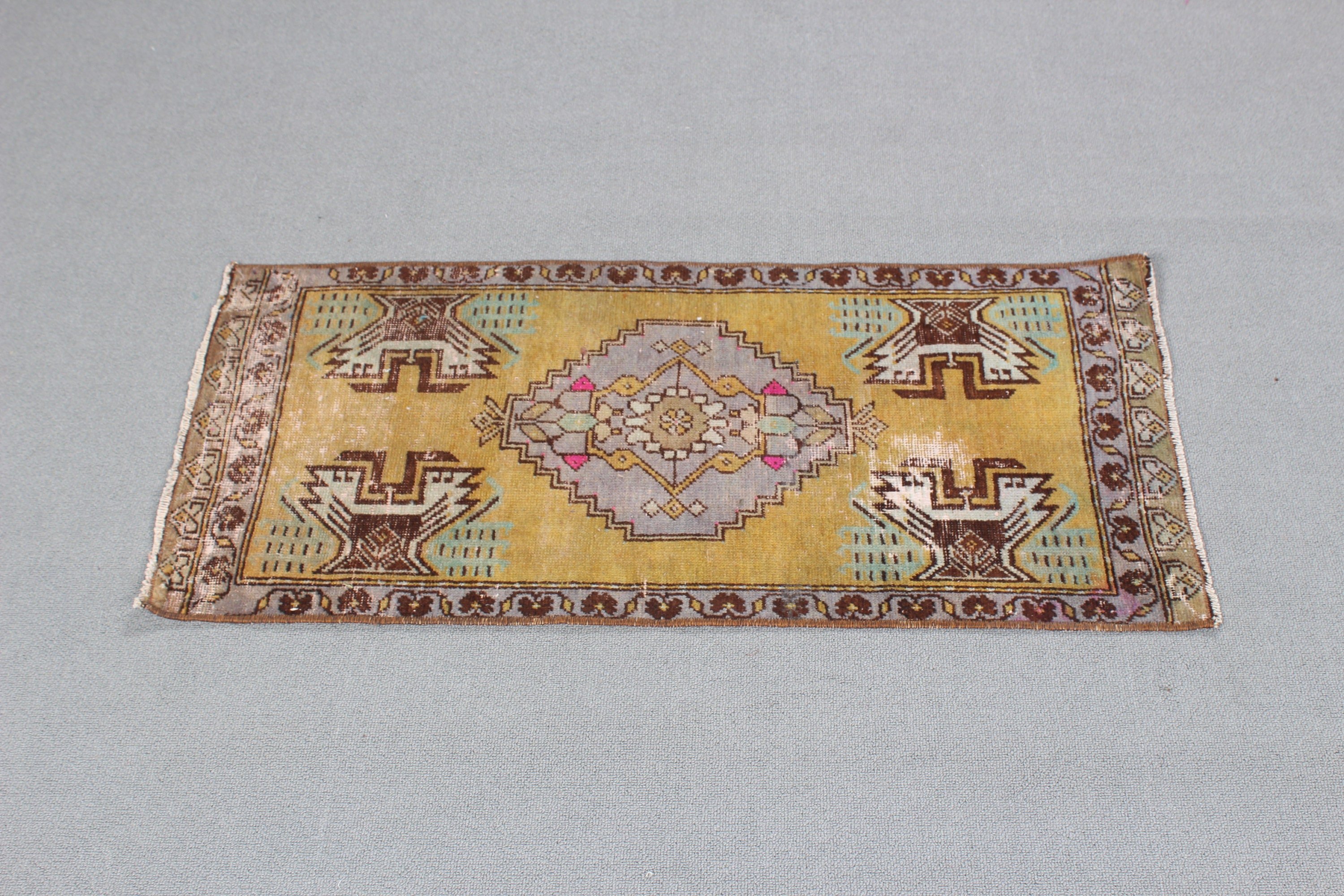 Brown  1.5x3.3 ft Small Rugs, Door Mat Rugs, Anatolian Rug, Vintage Rug, Small Boho Rug, Luxury Rug, Aztec Rug, Turkish Rugs