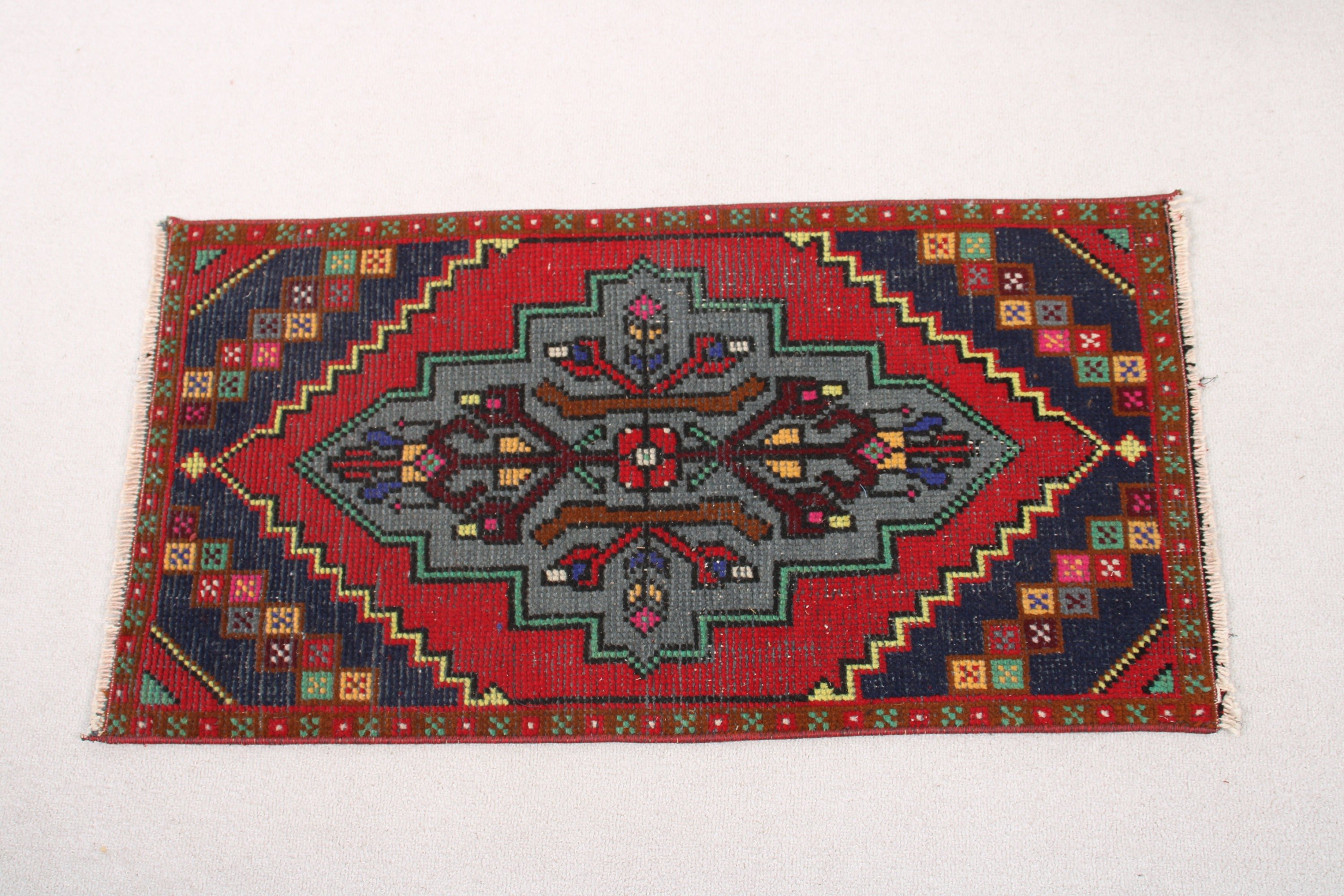 Vintage Halılar, Giriş Halısı, Kapı Paspası Halısı, Türk Halısı, Oushak Halısı, 1.6x3.1 ft Küçük Halılar, Yatak Odası Halısı, Kırmızı Antika Halı, Küçük Boho Halıları