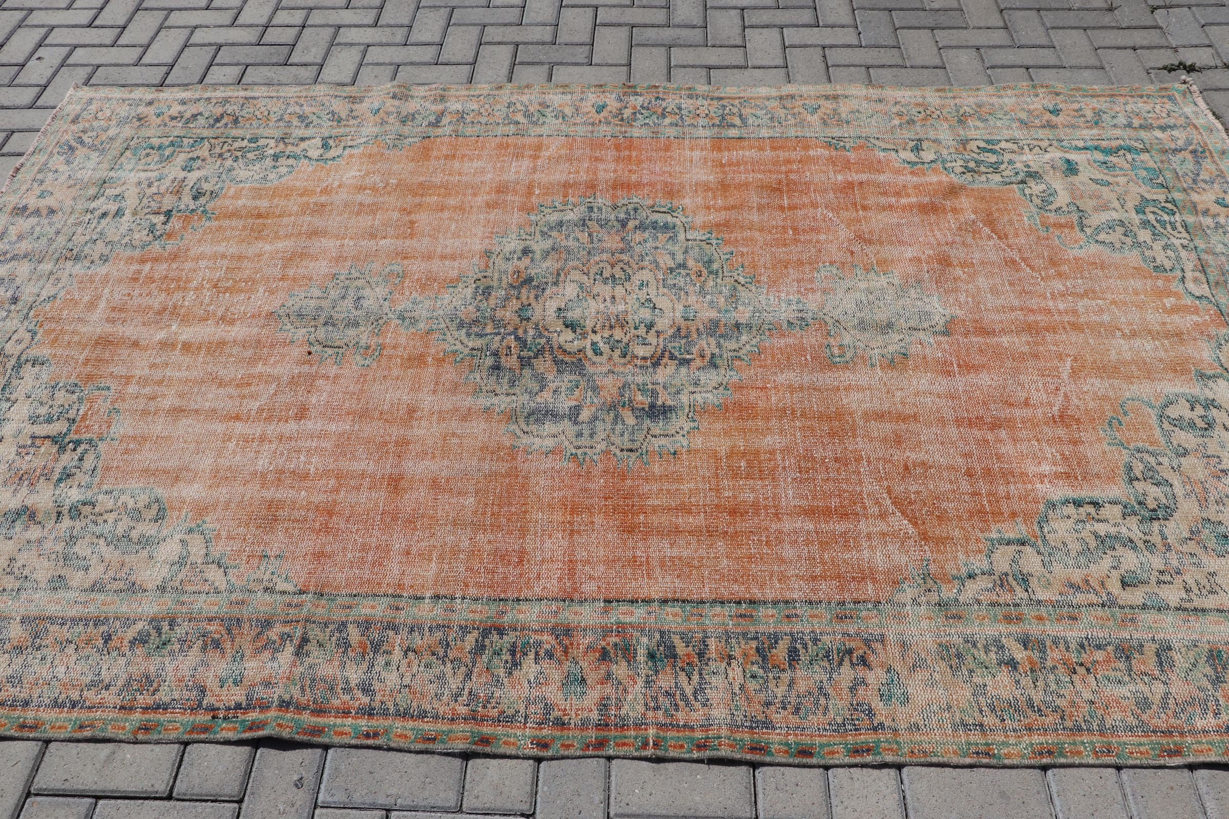 Orange  5.7x9.3 ft Large Rug, Bedroom Rug, Rugs for Bedroom, Cool Rugs, Salon Rug, Turkish Rug, Home Decor Rug, Vintage Rug