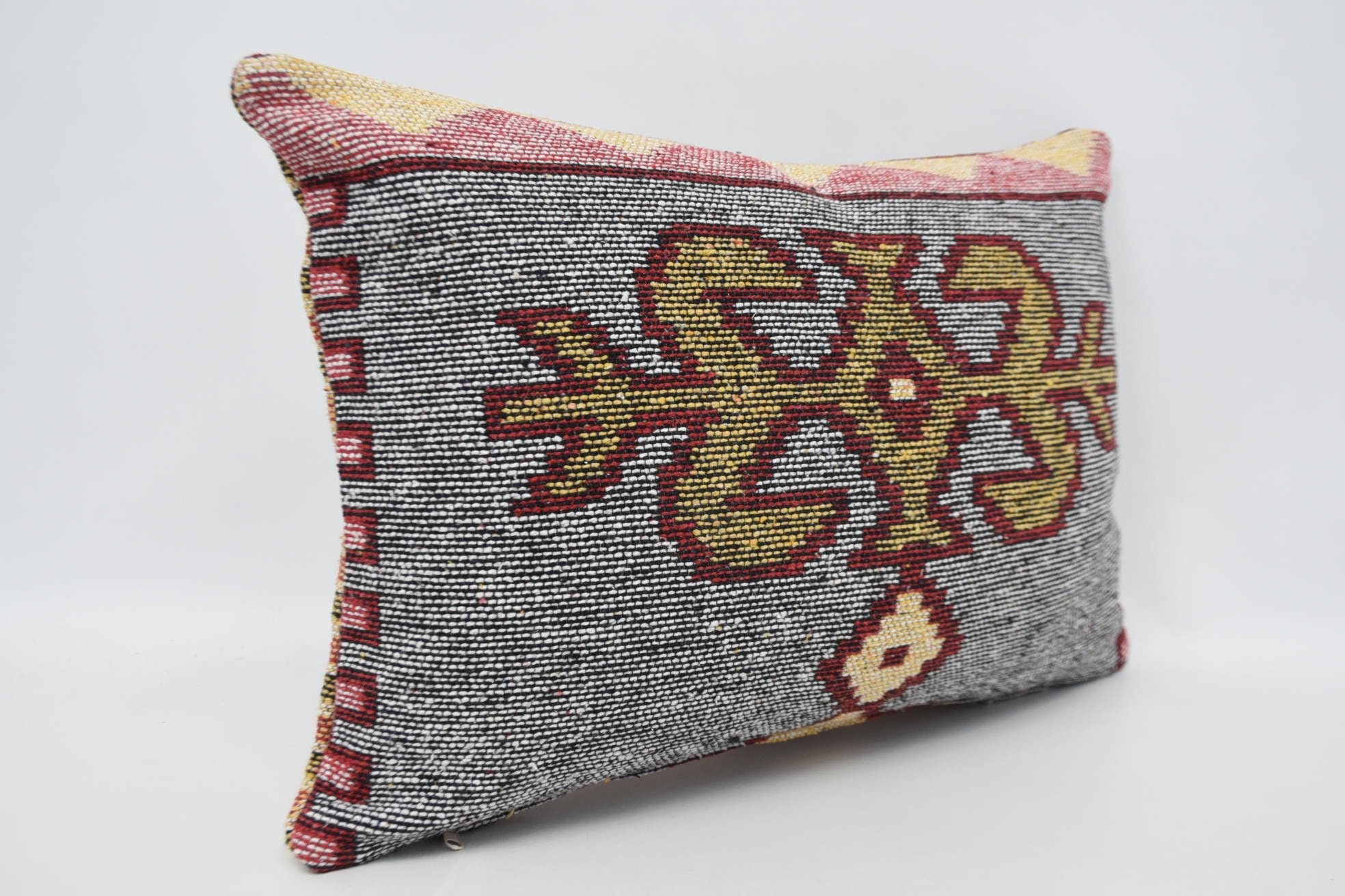 Gift Pillow, Kilim Pillow Cover, 16"x24" White Cushion Case, Handmade Kilim Cushion, Car Cushion Case, Handwoven Cushion Case