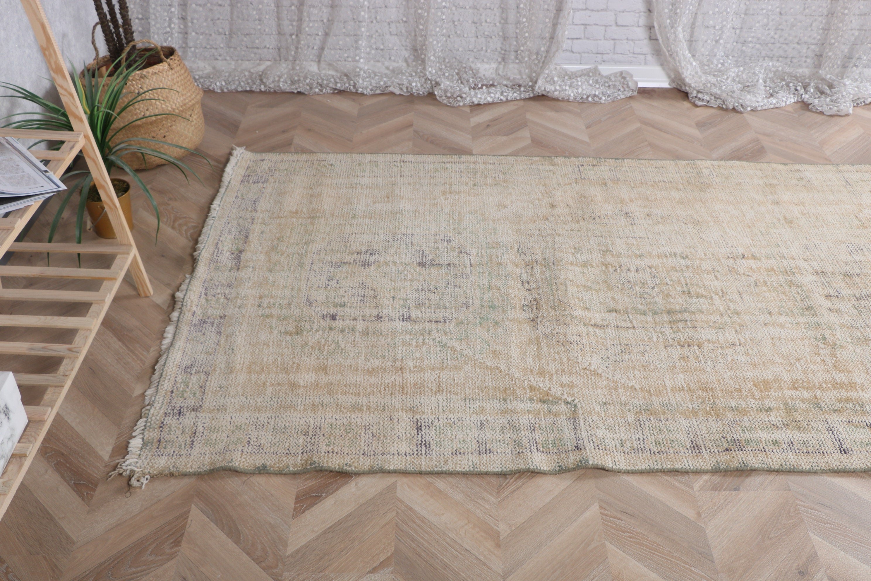 Ev Dekor Halıları, Bej Modern Halı, Oushak Halı, Boho Halı Yolluk Halıları, 4.2x11.3 ft Yolluk Halıları, Uzun Yolluk Halısı, Vintage Halılar, Türk Halıları