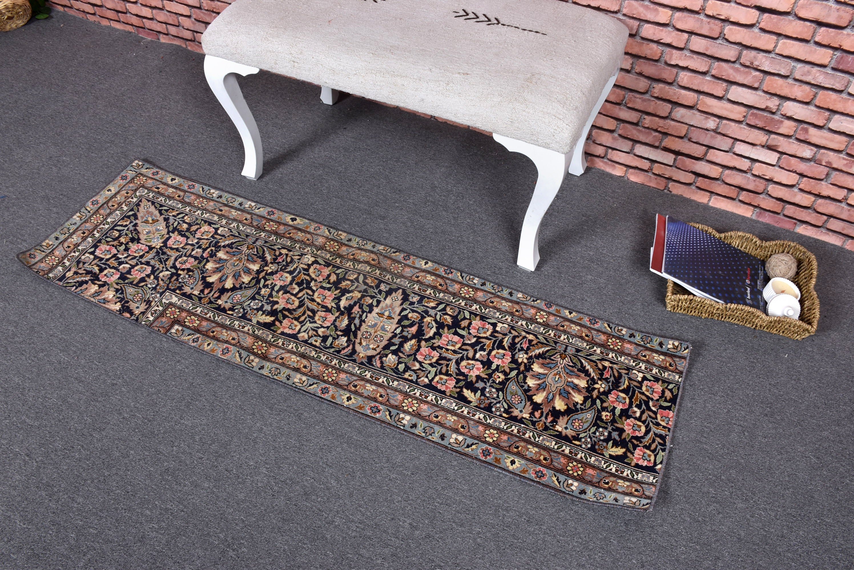 Beni Ourain Runner Halı, Mutfak Halısı, Mavi Yer Halıları, Yatak Odası Halıları, Türk Halıları, Anadolu Halısı, Vintage Halılar, 1.5x5.3 ft Runner Halıları