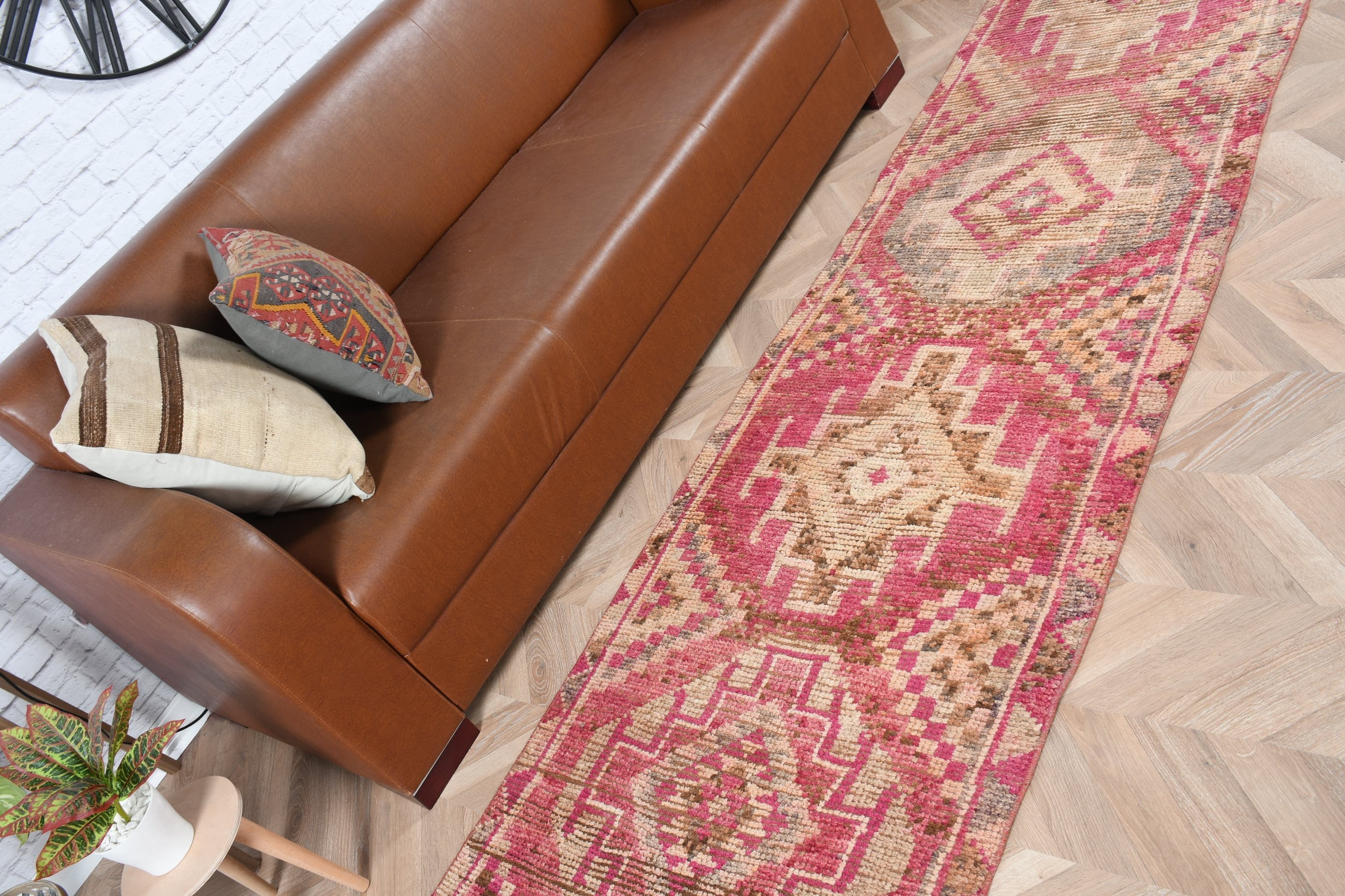 Türk Halısı, Pembe Yatak Odası Halısı, Vintage Halı, Koridor Halıları, 2.6x11.2 ft Runner Halısı, Anadolu Halısı, Koridor Halıları, Boho Halısı