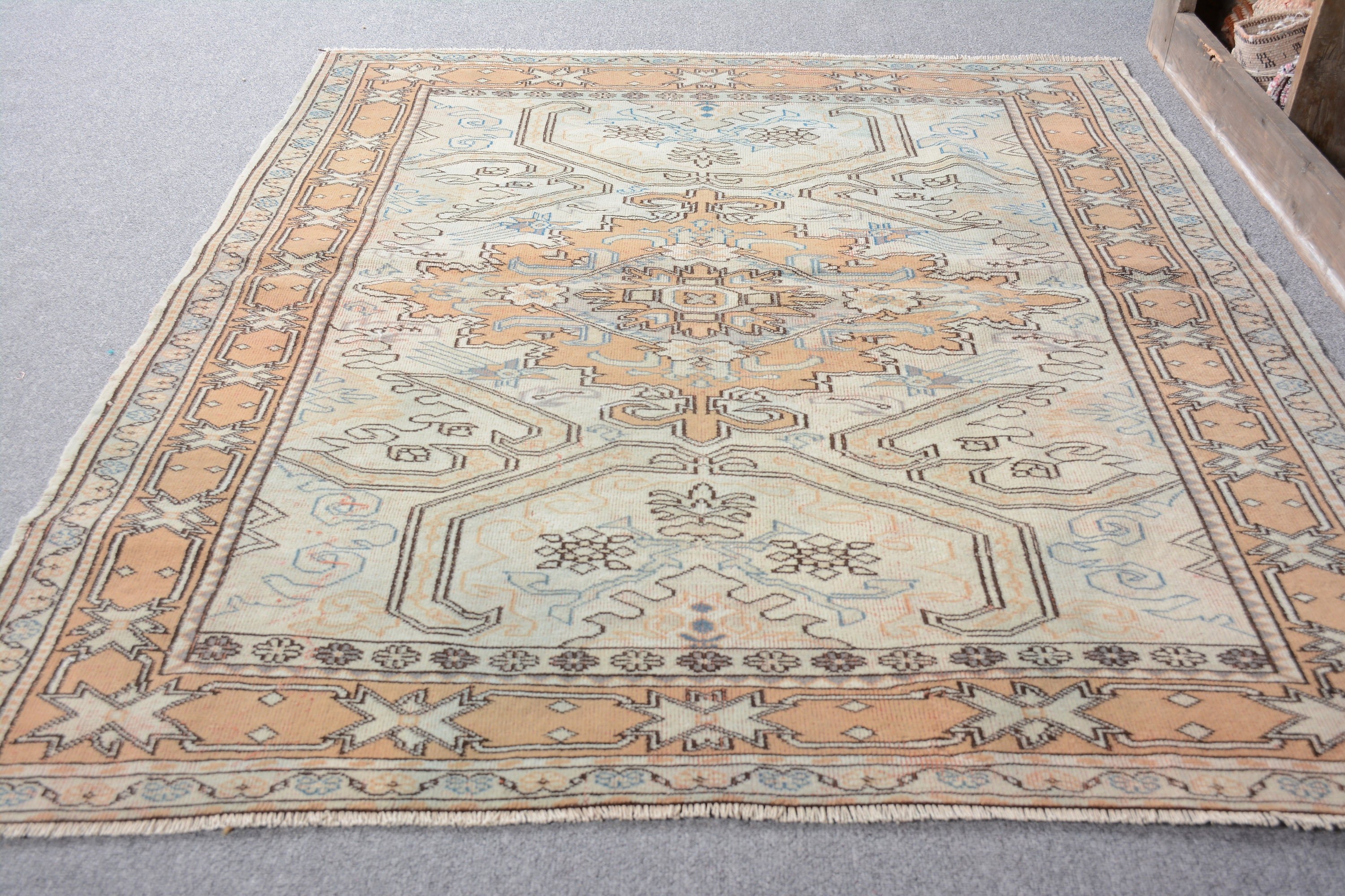 Oriental Rug, Vintage Rugs, Oushak Rug, Rugs for Bedroom, 4.2x5.6 ft Accent Rug, Bedroom Rug, Kitchen Rugs, Turkish Rug, Vintage Decor Rug