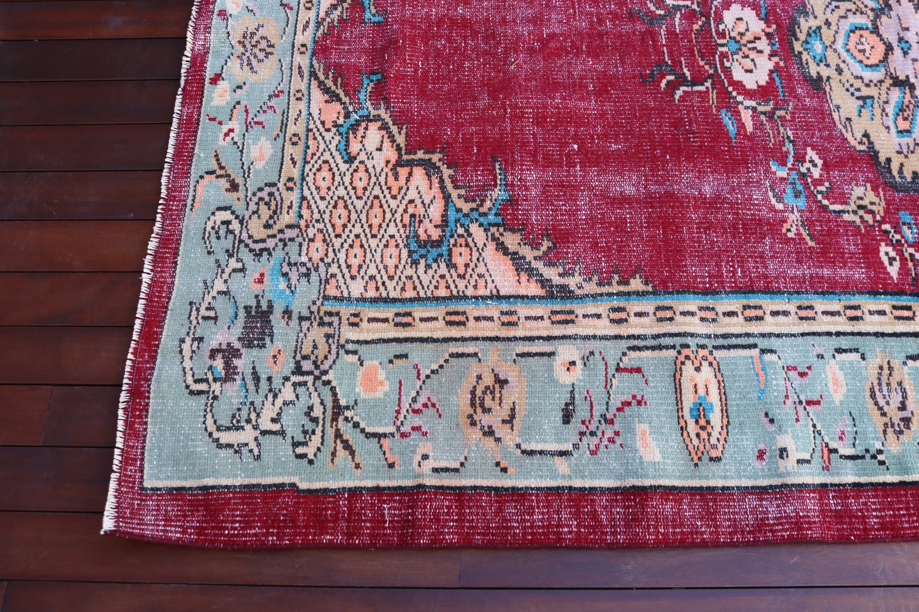 5.3x8.1 ft Büyük Halı, El Dokuma Halılar, Yemek Odası Halıları, Kırmızı Yer Halısı, Düz Dokuma Halılar, Boho Halı, Vintage Halı, Türk Halısı, Oturma Odası Halıları