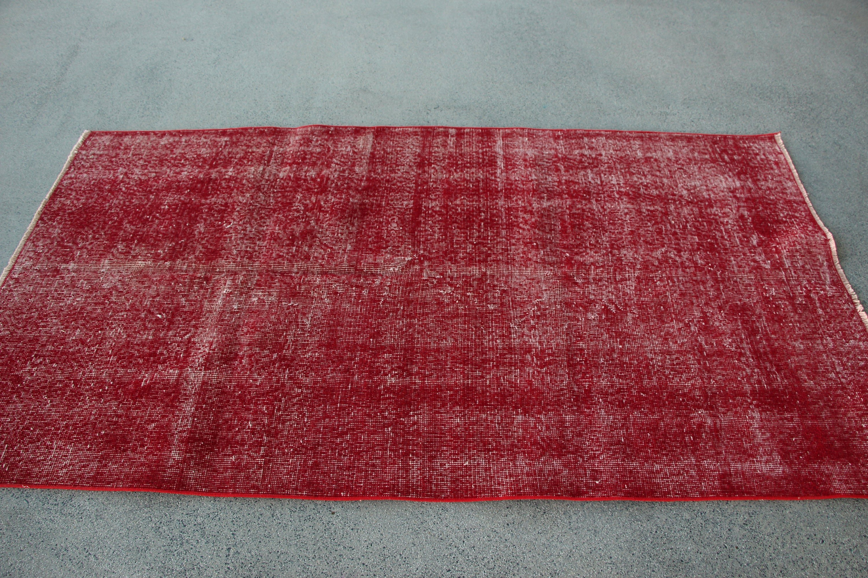 Wool Rug, Rugs for Area, Floor Rugs, Kitchen Rugs, 3.7x6.8 ft Area Rug, Vintage Rug, Red Anatolian Rugs, Turkish Rug, Home Decor Rugs