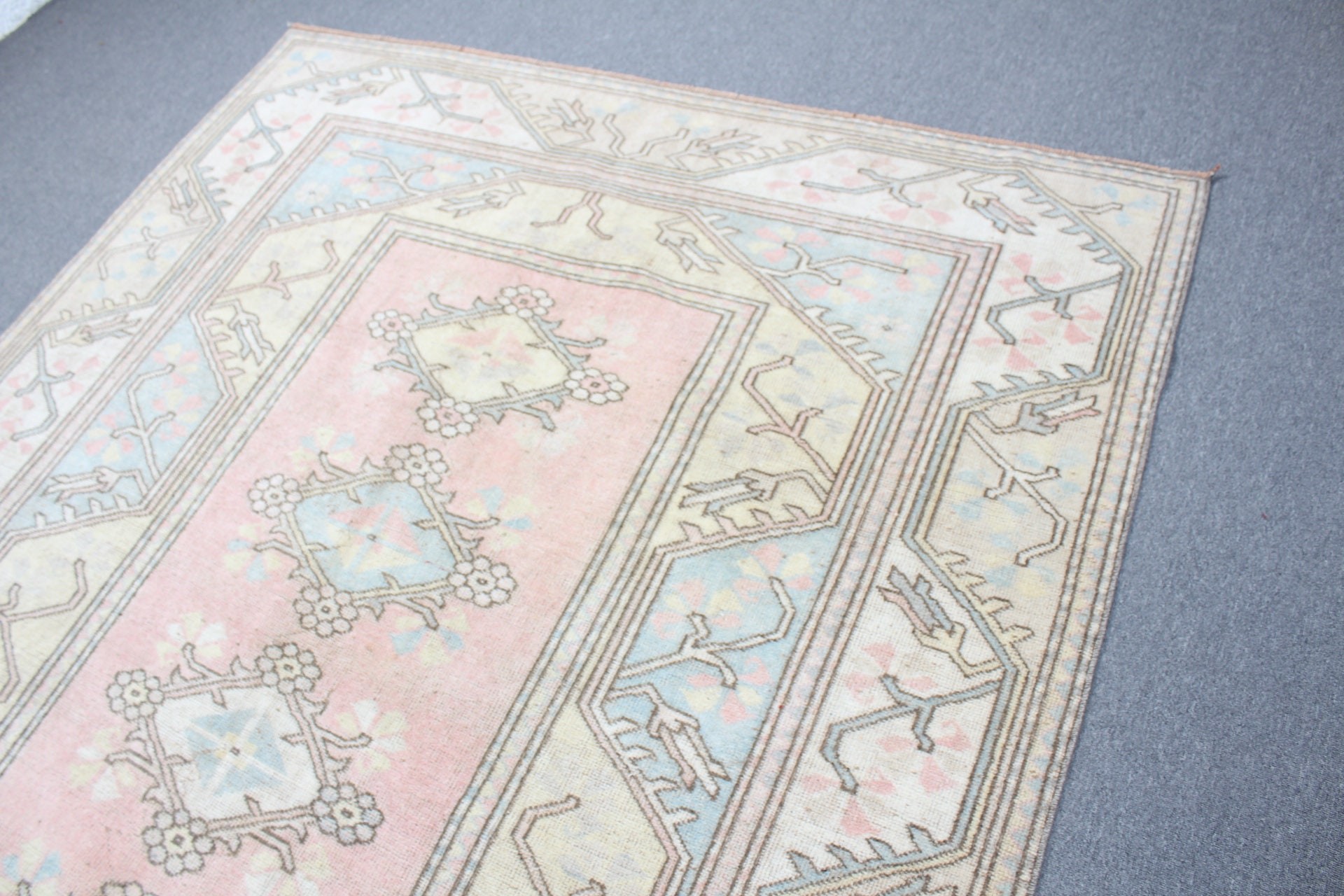 Turkish Rugs, Oriental Rug, Boho Rug, Dining Room Rugs, 6.3x9.3 ft Large Rug, Living Room Rug, Vintage Rug, Pink Antique Rugs