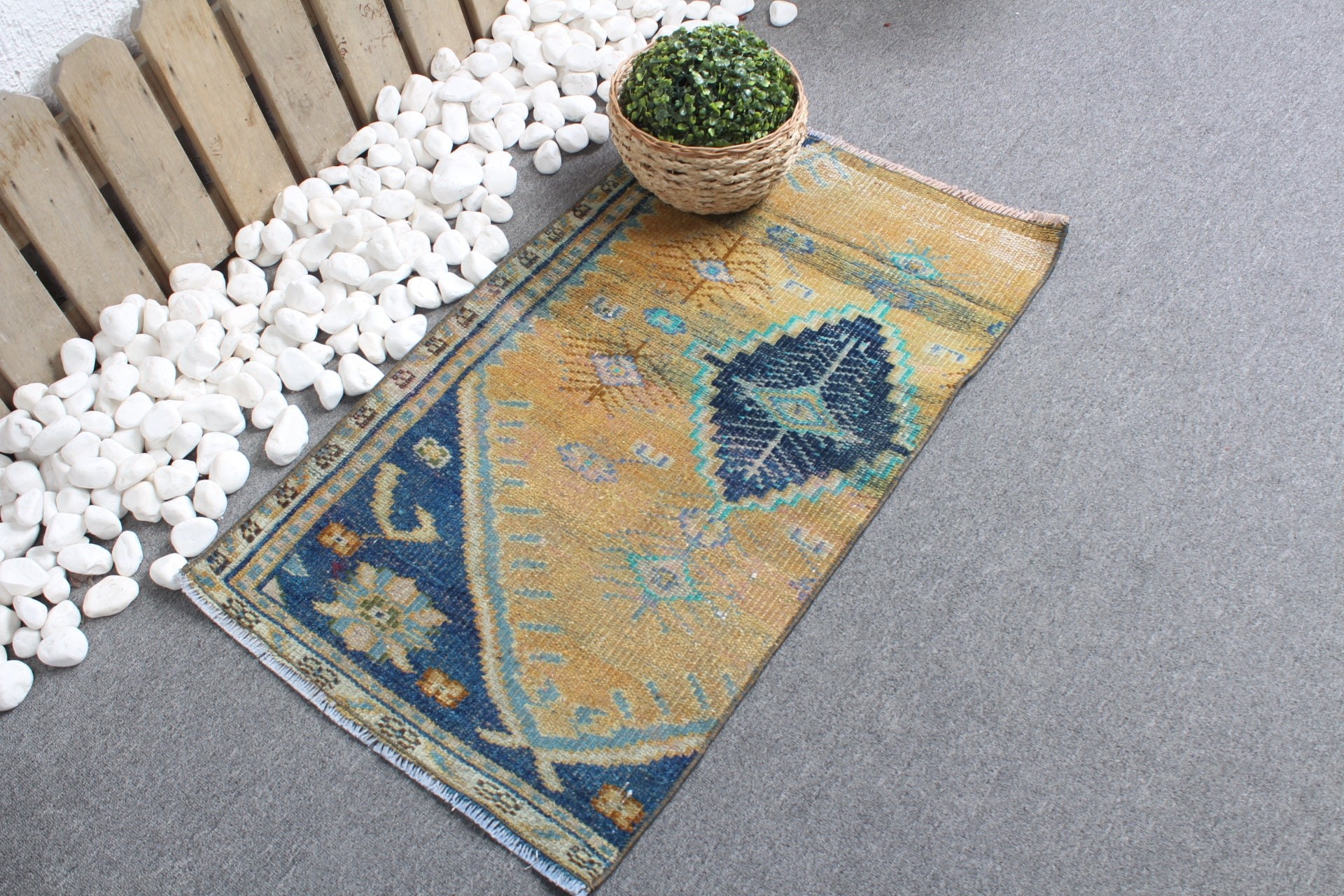 Car Mat Rug, 1.8x3.1 ft Small Rug, Rugs for Kitchen, Turkish Rug, Bath Rug, Yellow Moroccan Rug, Moroccan Rug, Vintage Rug, Kitchen Rugs